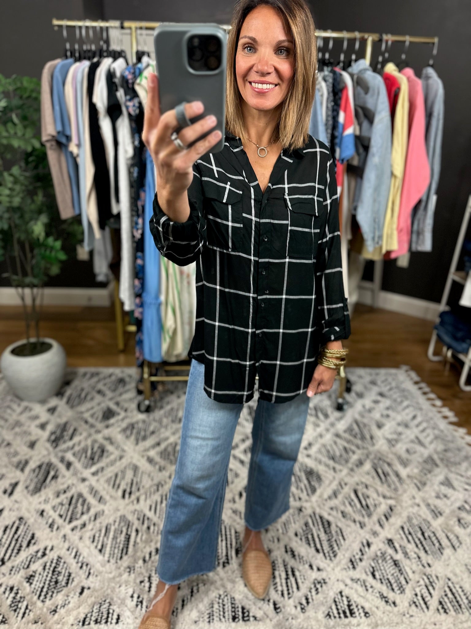 Make It Known Plaid Button-Down Top-Long Sleeves-The Workshop-Anna Kaytes Boutique, Women's Fashion Boutique in Grinnell, Iowa