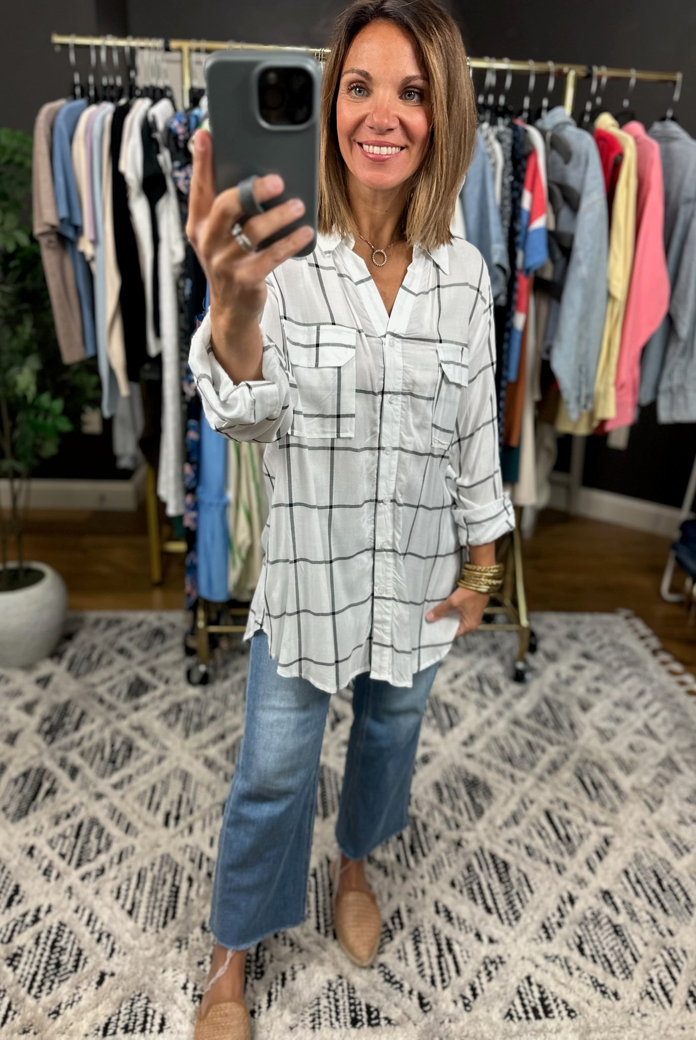 Make It Known Plaid Button-Down Top-Long Sleeves-The Workshop-Anna Kaytes Boutique, Women's Fashion Boutique in Grinnell, Iowa