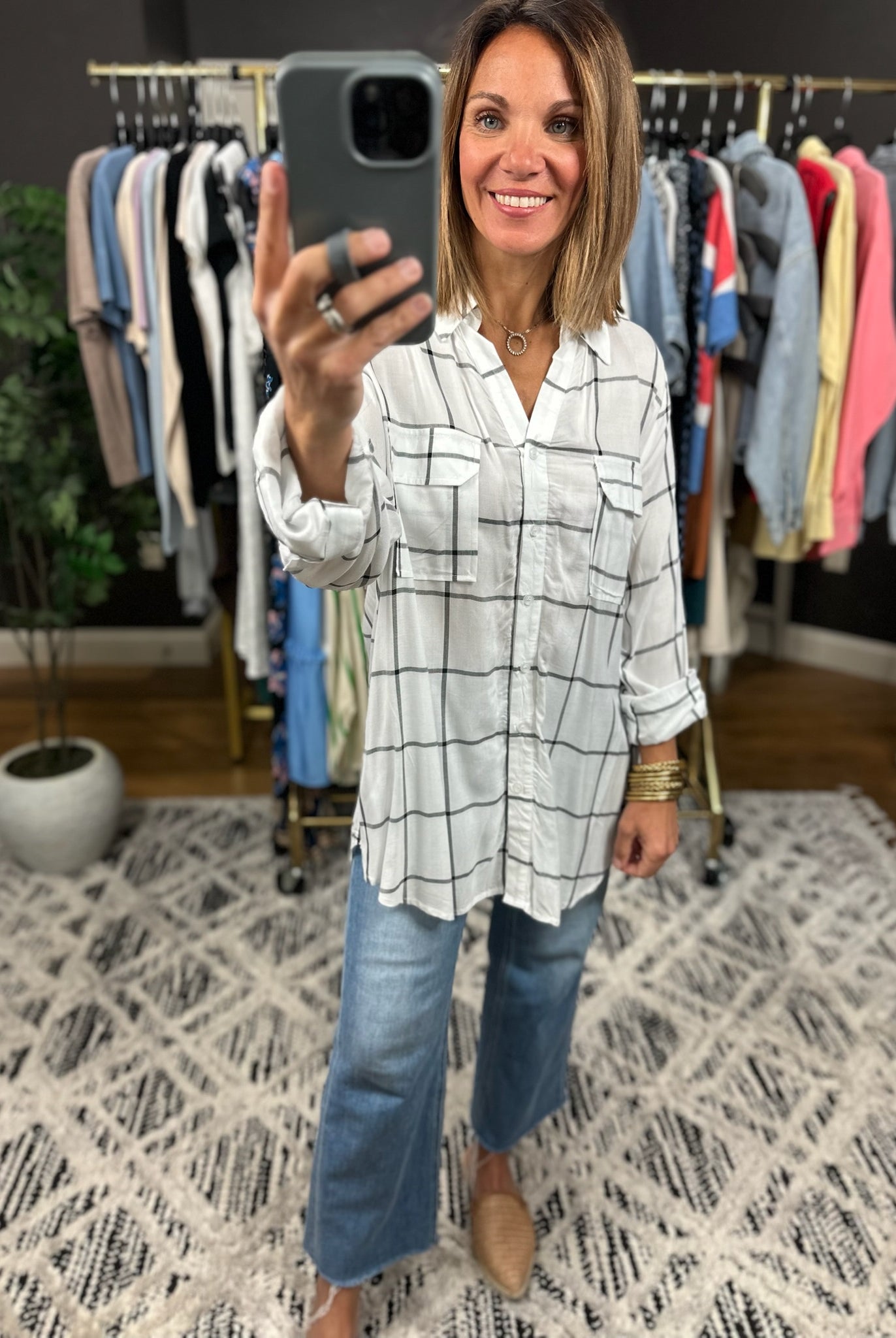 Make It Known Plaid Button-Down Top-Long Sleeves-The Workshop-Anna Kaytes Boutique, Women's Fashion Boutique in Grinnell, Iowa