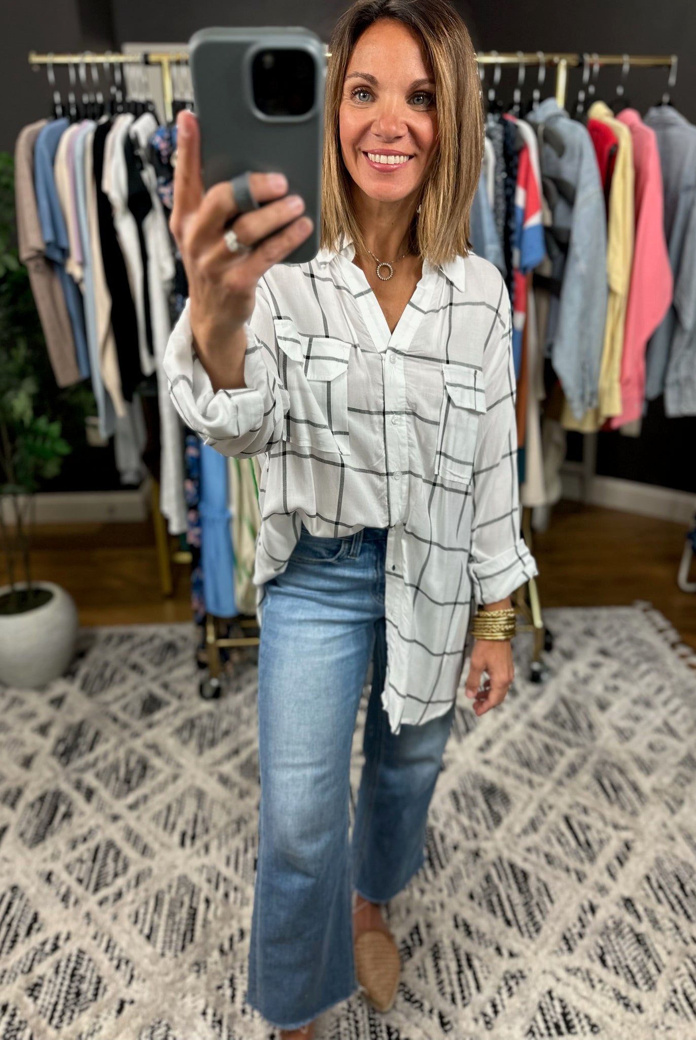 Make It Known Plaid Button-Down Top-Long Sleeves-The Workshop-Anna Kaytes Boutique, Women's Fashion Boutique in Grinnell, Iowa