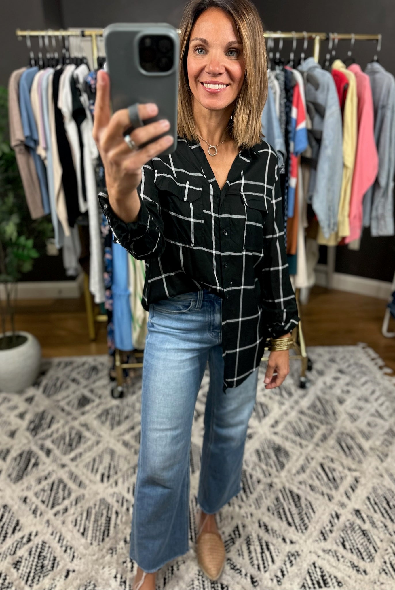Make It Known Plaid Button-Down Top-Long Sleeves-The Workshop-Anna Kaytes Boutique, Women's Fashion Boutique in Grinnell, Iowa
