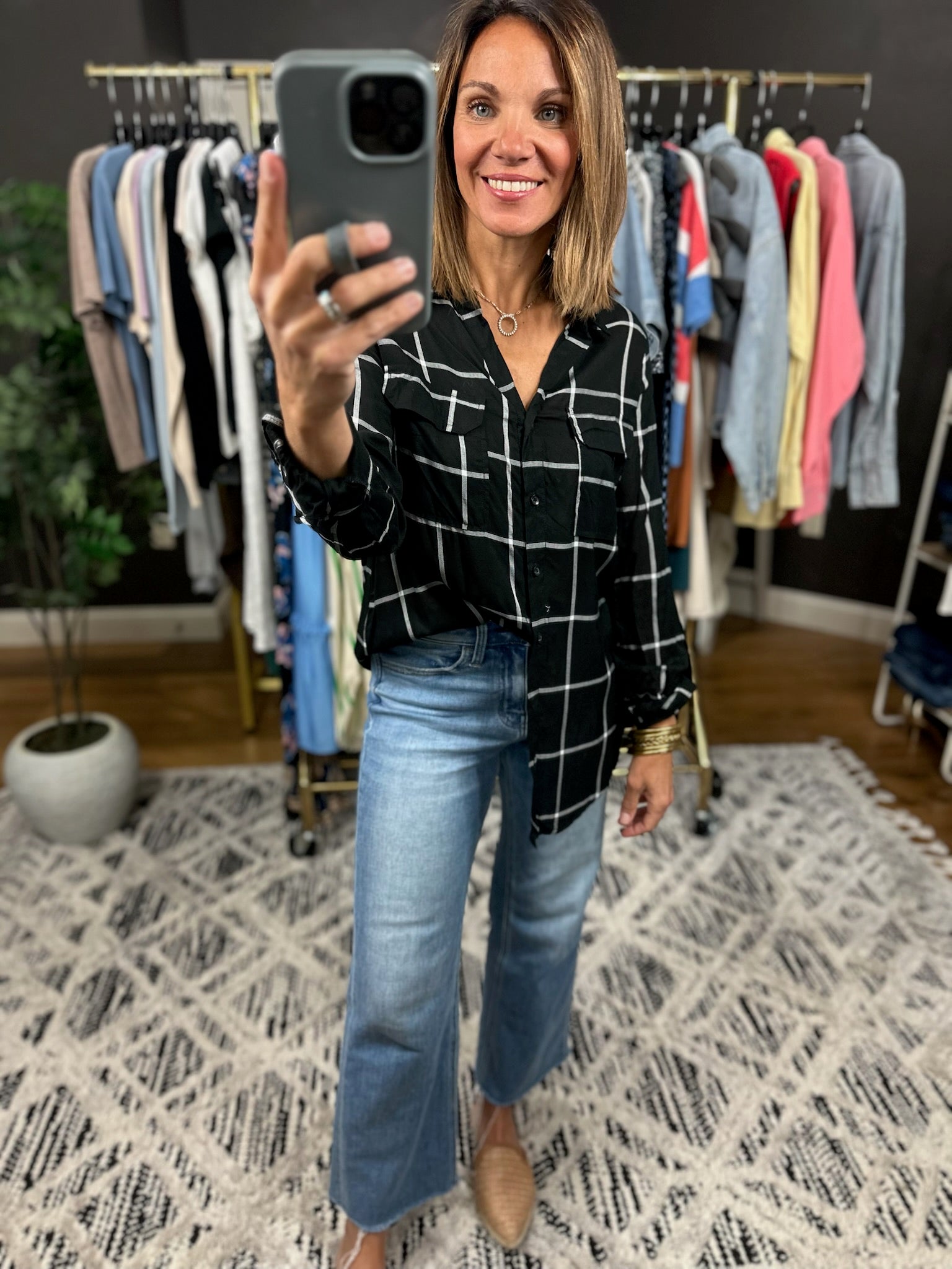 Make It Known Plaid Button-Down Top-Long Sleeves-The Workshop-Anna Kaytes Boutique, Women's Fashion Boutique in Grinnell, Iowa