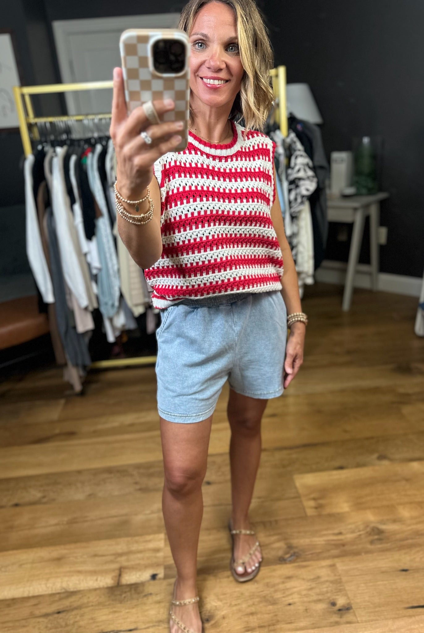 On The Move Striped Knit Top - White/Red-Wishlist-Anna Kaytes Boutique, Women's Fashion Boutique in Grinnell, Iowa