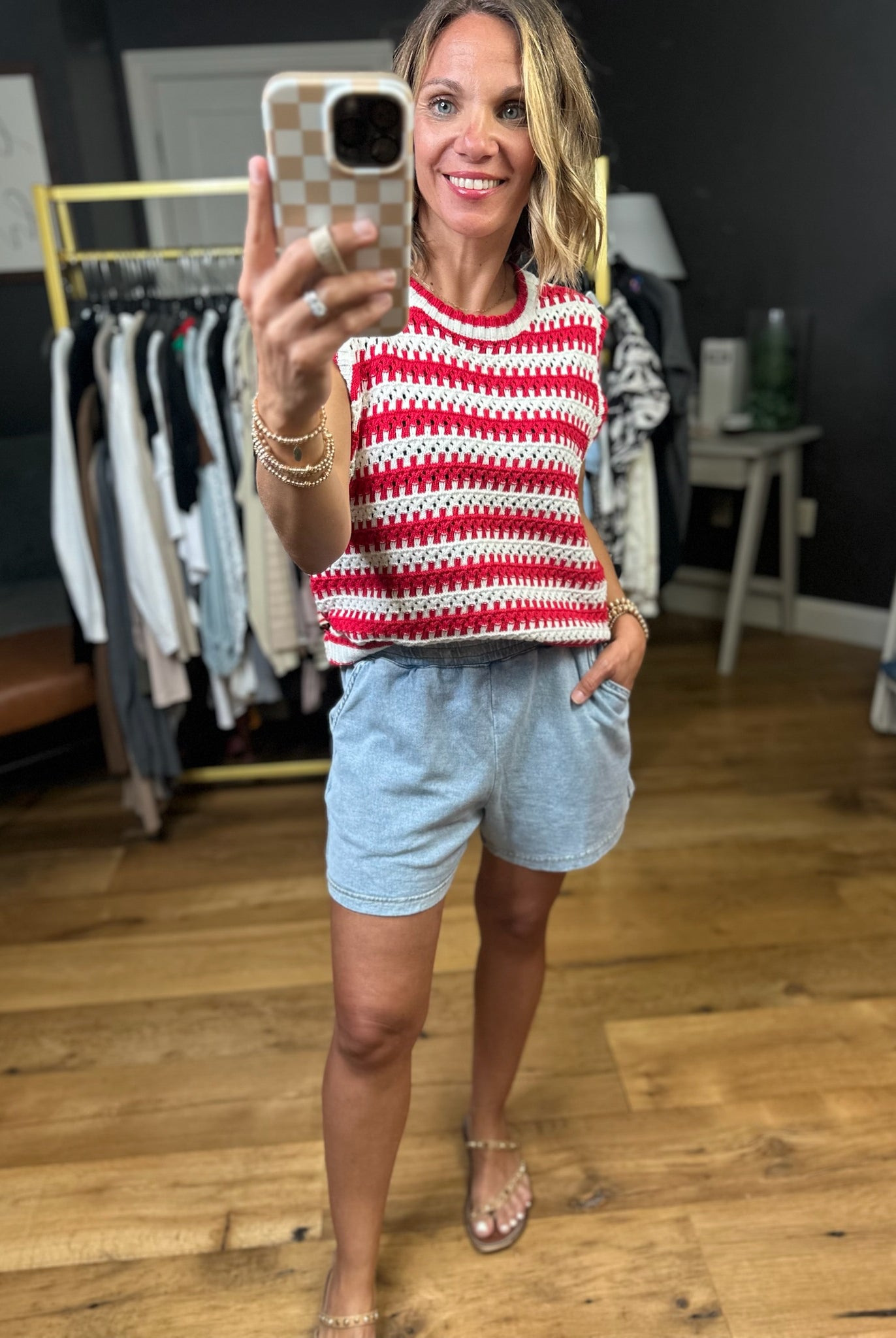 On The Move Striped Knit Top - White/Red-Wishlist-Anna Kaytes Boutique, Women's Fashion Boutique in Grinnell, Iowa
