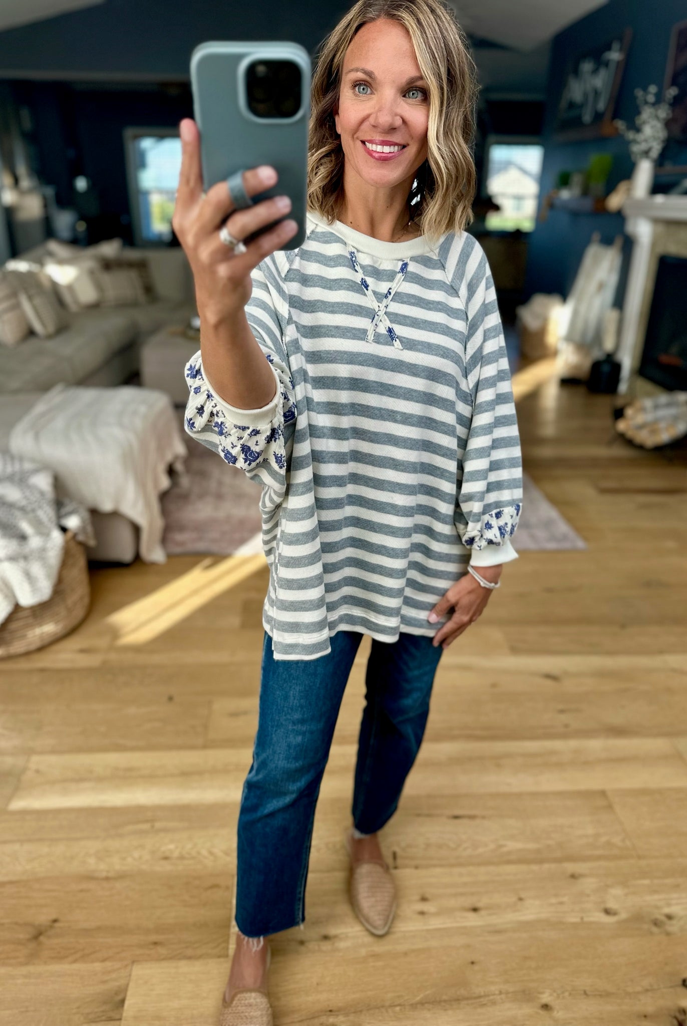 Thinking Still Striped Top-Bucketlist-Anna Kaytes Boutique, Women's Fashion Boutique in Grinnell, Iowa