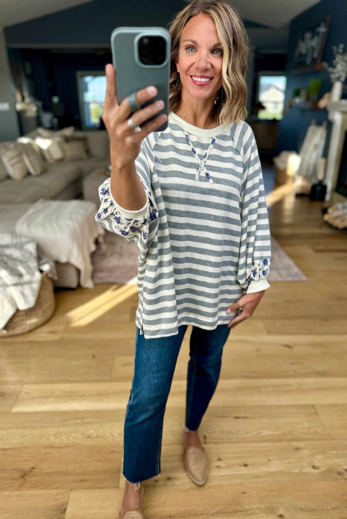Thinking Still Striped Top-Bucketlist-Anna Kaytes Boutique, Women's Fashion Boutique in Grinnell, Iowa