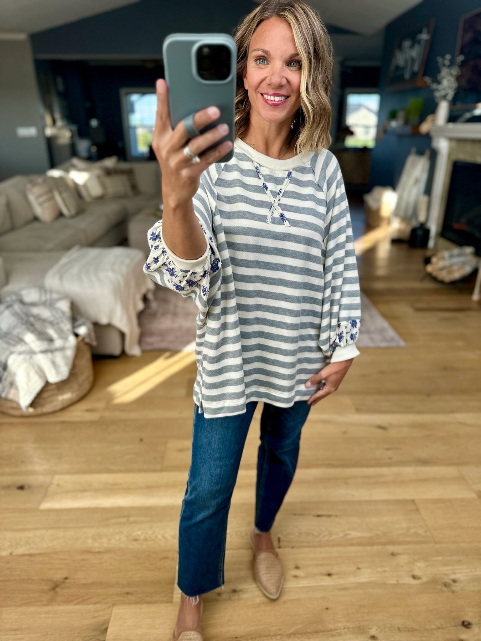 Thinking Still Striped Top-Bucketlist-Anna Kaytes Boutique, Women's Fashion Boutique in Grinnell, Iowa