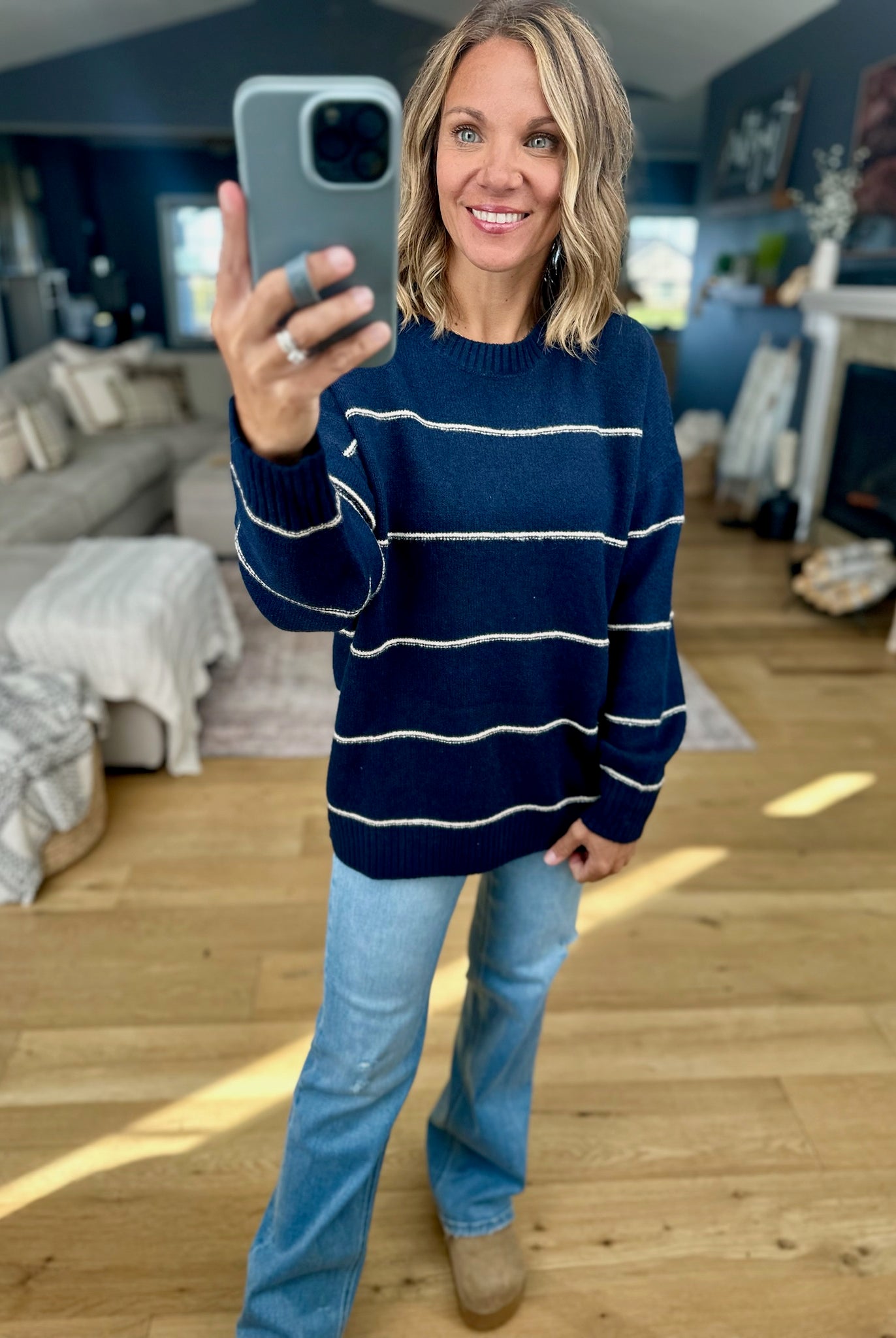 Take A Look Striped Knit Sweater-Blu Pepper-Anna Kaytes Boutique, Women's Fashion Boutique in Grinnell, Iowa