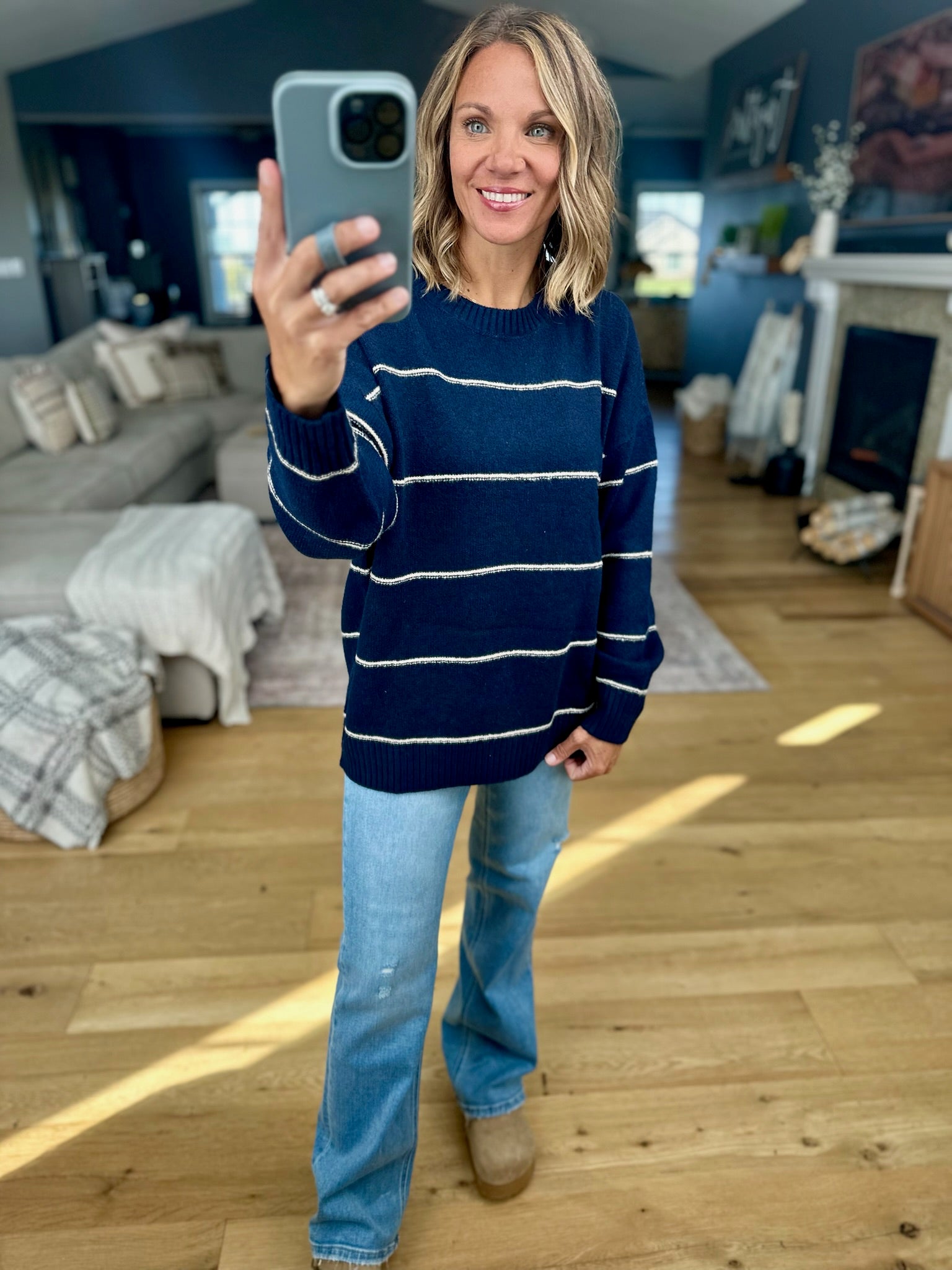 Take A Look Striped Knit Sweater-Blu Pepper-Anna Kaytes Boutique, Women's Fashion Boutique in Grinnell, Iowa