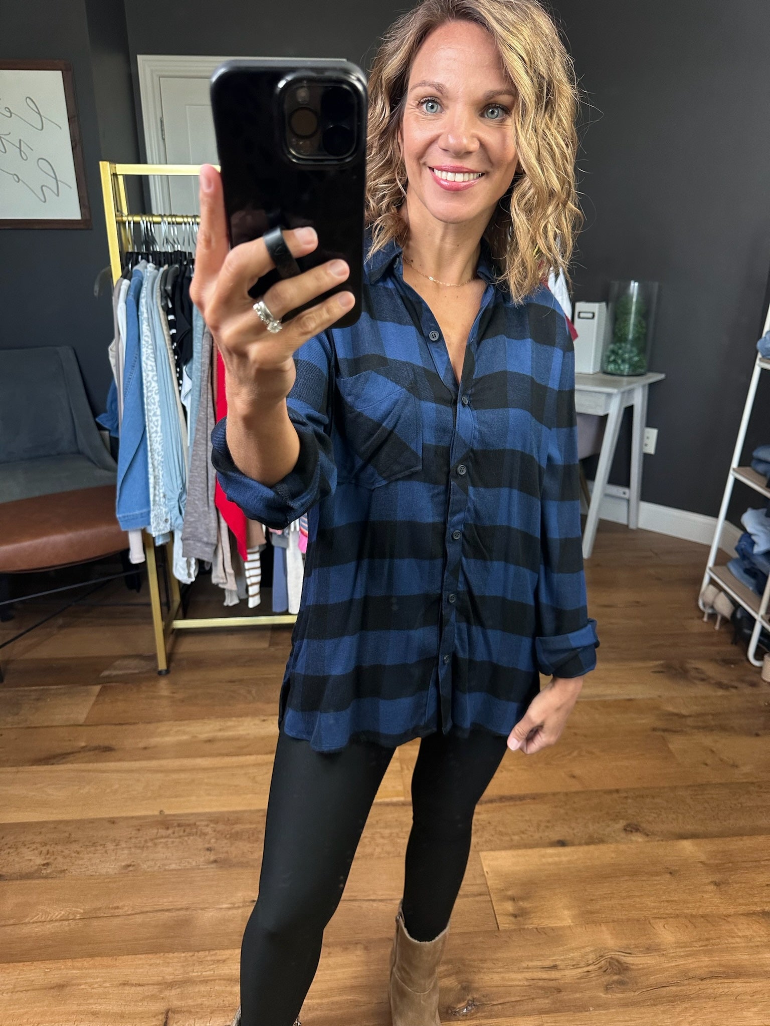 **Make you Miss Buffalo Plaid Button-Down Top - Multiple Options-Be Cool-Anna Kaytes Boutique, Women's Fashion Boutique in Grinnell, Iowa