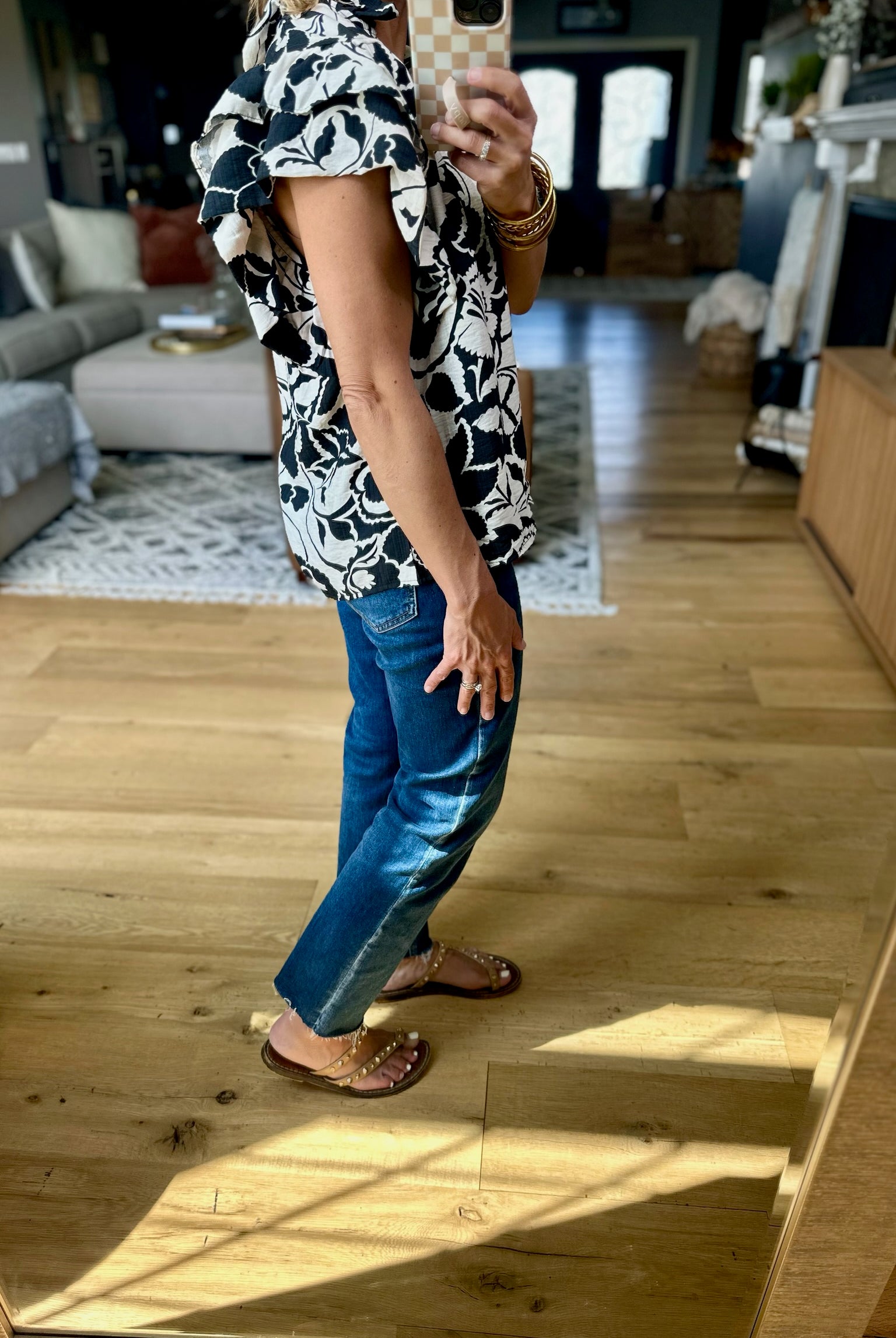 Where I Wander Patterned Top - Black/White-THML-Anna Kaytes Boutique, Women's Fashion Boutique in Grinnell, Iowa