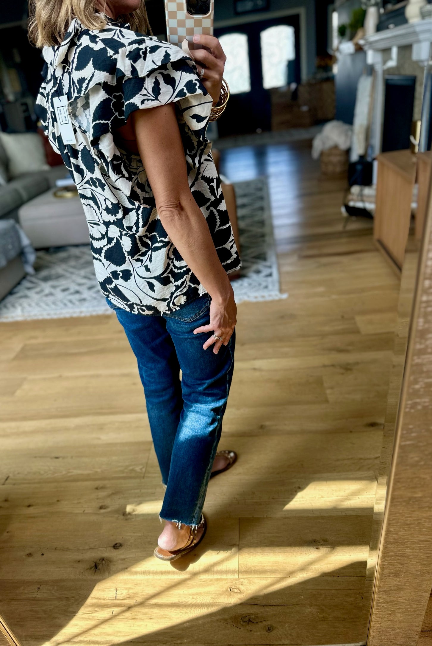 Where I Wander Patterned Top - Black/White-THML-Anna Kaytes Boutique, Women's Fashion Boutique in Grinnell, Iowa