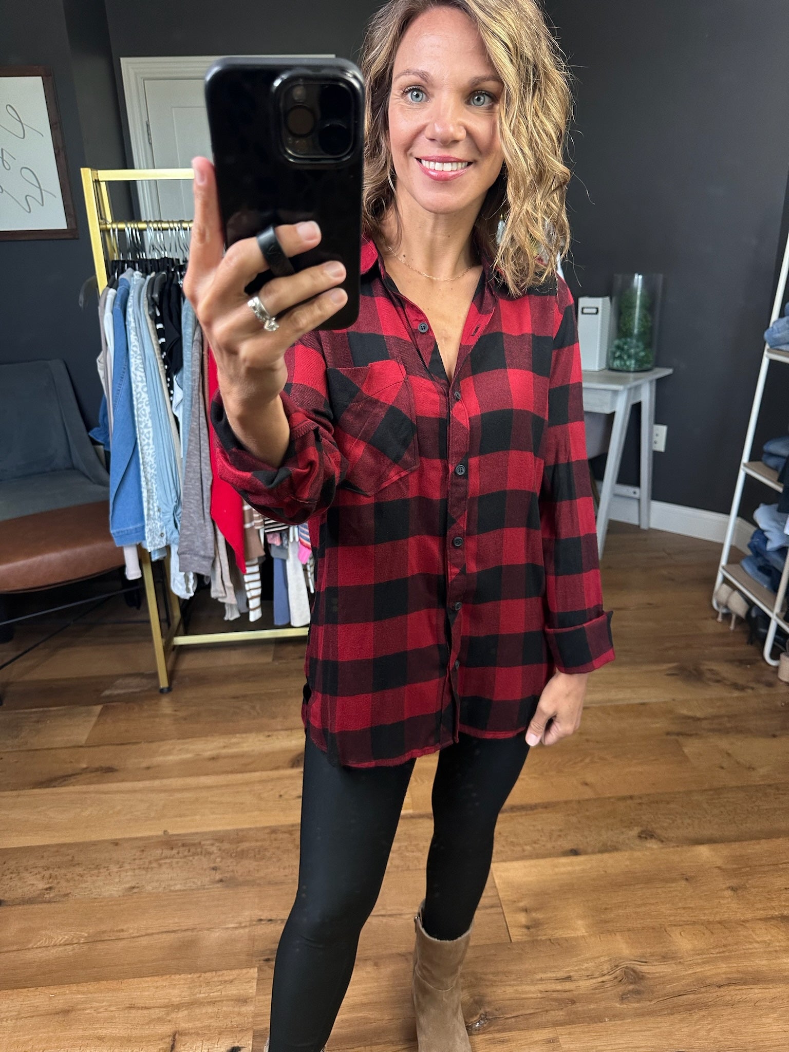 **Make you Miss Buffalo Plaid Button-Down Top - Multiple Options-Be Cool-Anna Kaytes Boutique, Women's Fashion Boutique in Grinnell, Iowa