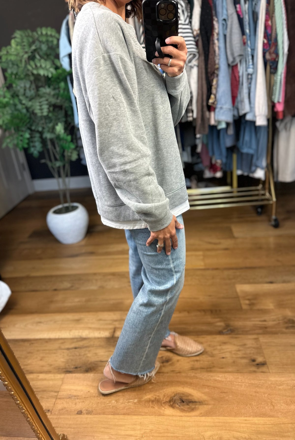 Be Right Back Faux-Layered Crewneck Sweatshirt-Sweaters-By Together-Anna Kaytes Boutique, Women's Fashion Boutique in Grinnell, Iowa