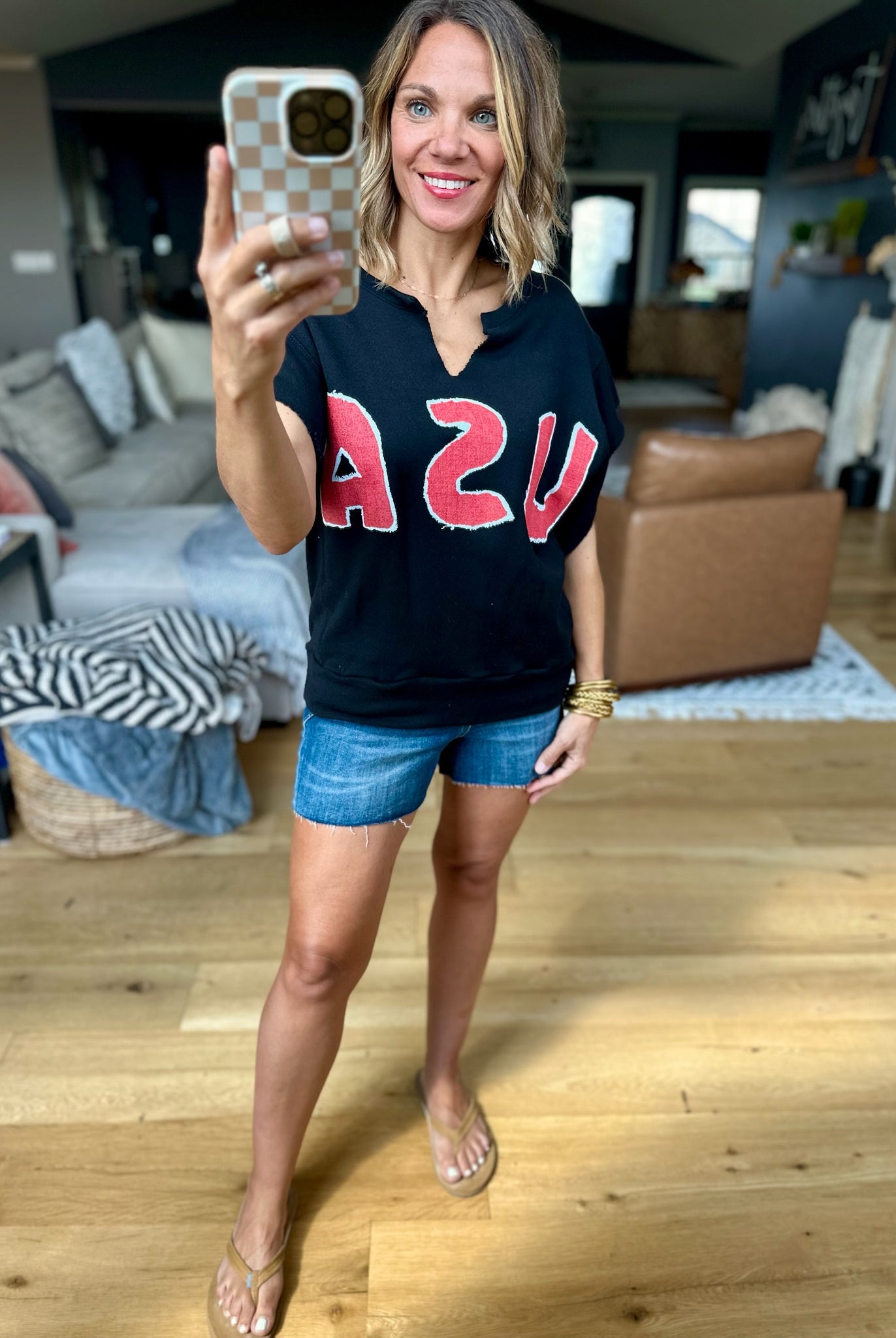 Home Of The Brave Raw-Edge Top - Black-Bucketlist-Anna Kaytes Boutique, Women's Fashion Boutique in Grinnell, Iowa