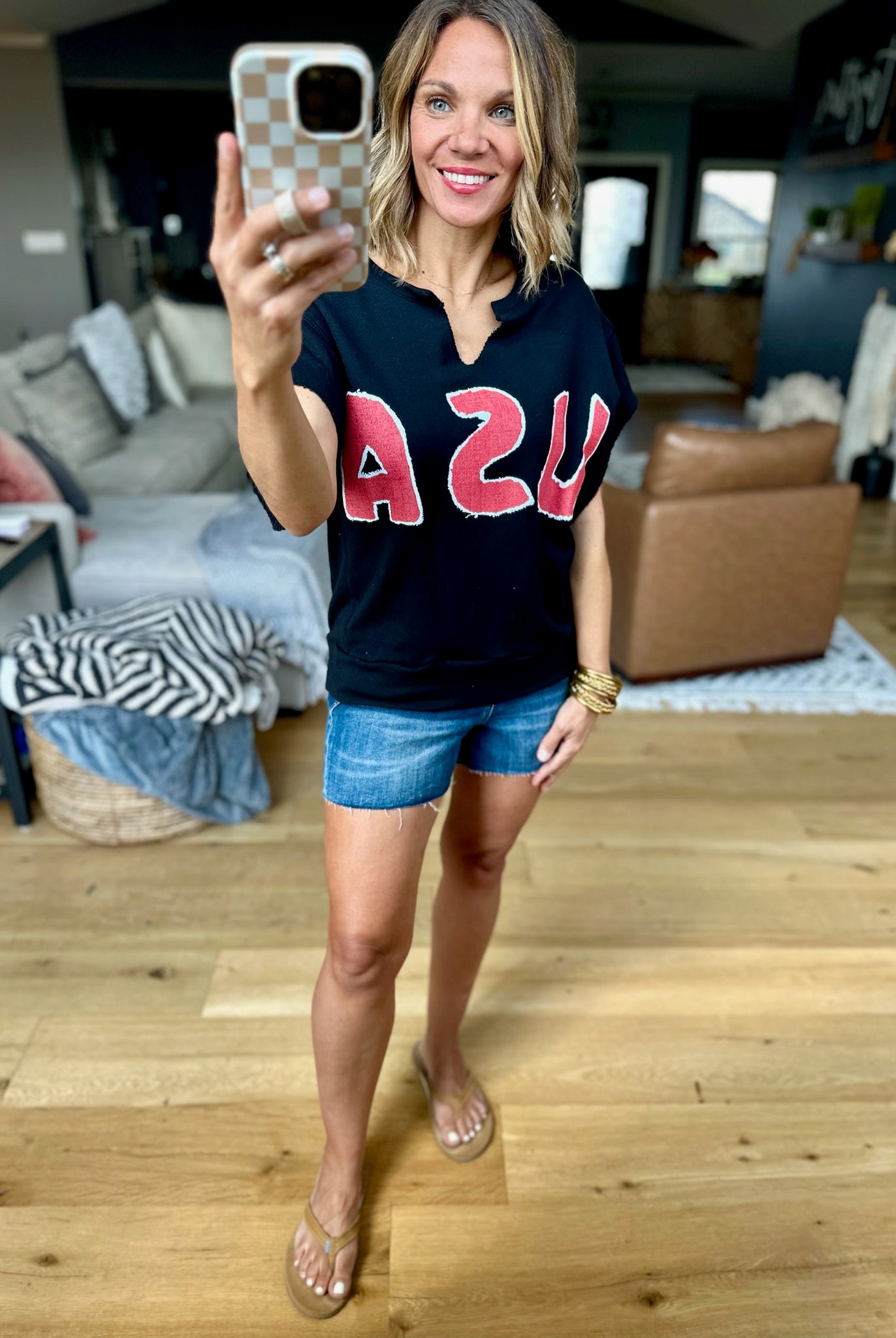 Home Of The Brave Raw-Edge Top - Black-Bucketlist-Anna Kaytes Boutique, Women's Fashion Boutique in Grinnell, Iowa