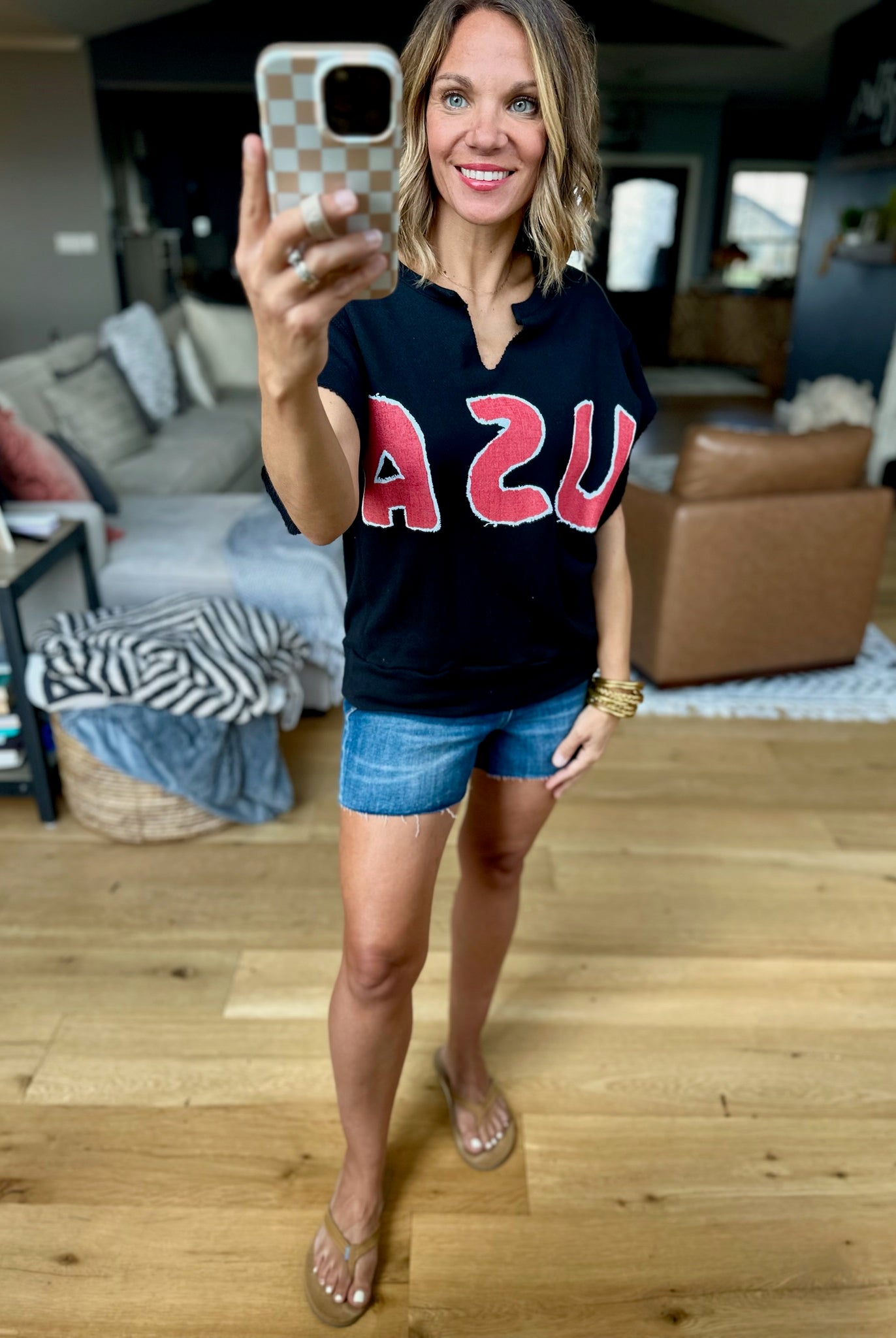 Home Of The Brave Raw-Edge Top - Black-Bucketlist-Anna Kaytes Boutique, Women's Fashion Boutique in Grinnell, Iowa