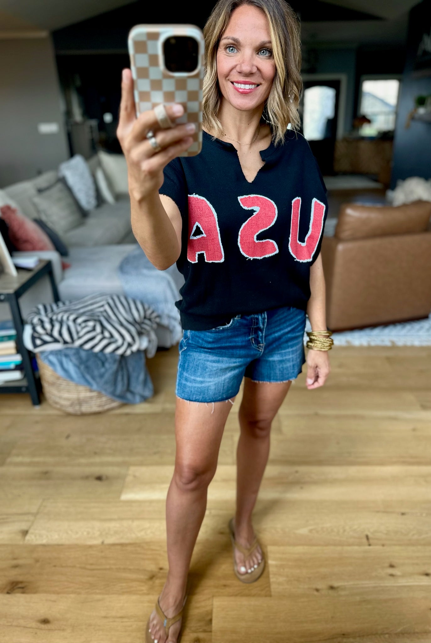 Home Of The Brave Raw-Edge Top - Black-Bucketlist-Anna Kaytes Boutique, Women's Fashion Boutique in Grinnell, Iowa