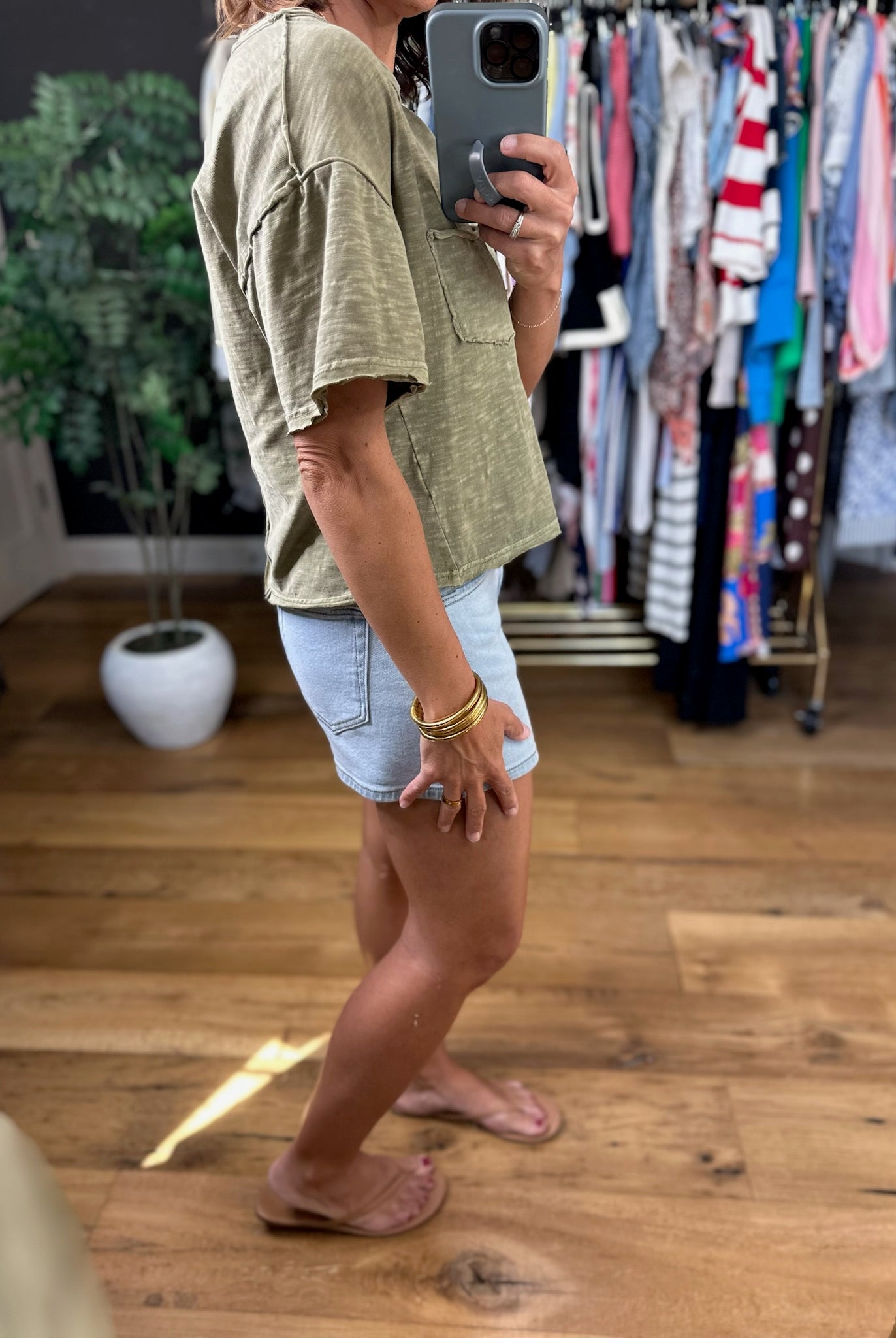 Hello Hero Raw-Hem Pocket Tee-Short Sleeves-Blu Pepper-Anna Kaytes Boutique, Women's Fashion Boutique in Grinnell, Iowa