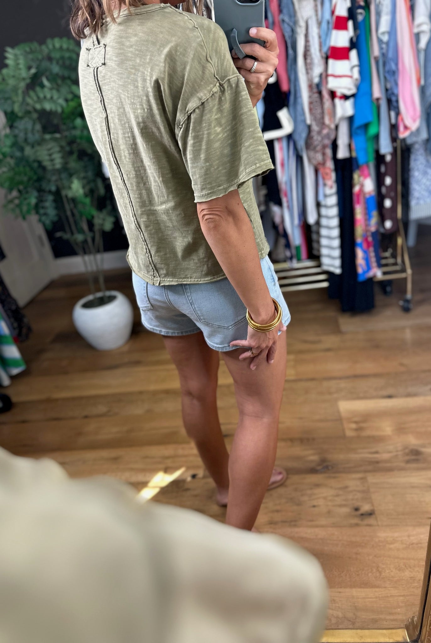 Hello Hero Raw-Hem Pocket Tee-Short Sleeves-Blu Pepper-Anna Kaytes Boutique, Women's Fashion Boutique in Grinnell, Iowa