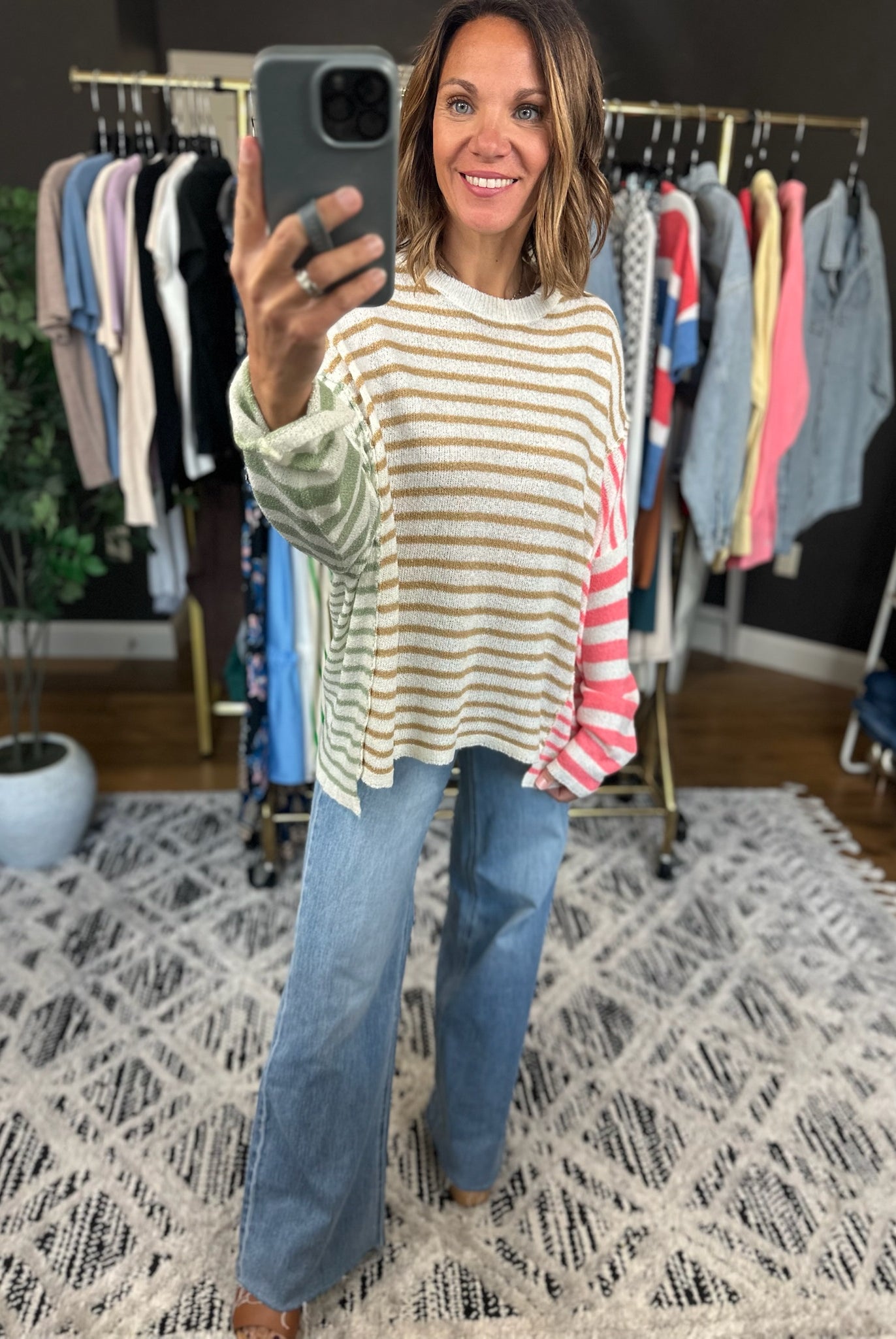 Always There Striped Long Sleeve Top-Long Sleeves-Wishlist-Anna Kaytes Boutique, Women's Fashion Boutique in Grinnell, Iowa