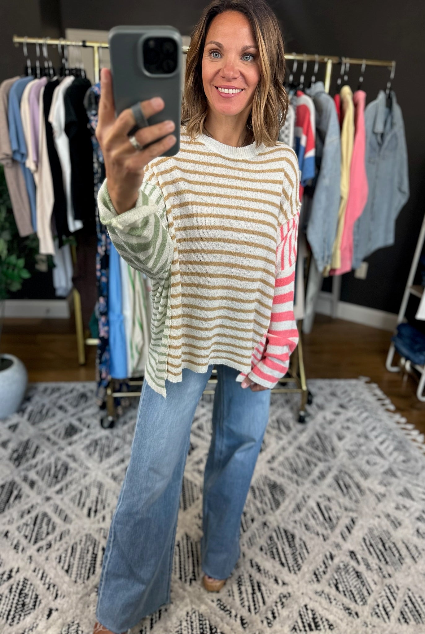 Always There Striped Long Sleeve Top-Long Sleeves-Wishlist-Anna Kaytes Boutique, Women's Fashion Boutique in Grinnell, Iowa