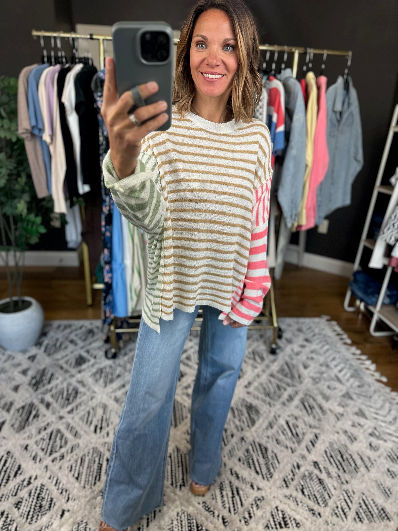 Always There Striped Long Sleeve Top-Long Sleeves-Wishlist-Anna Kaytes Boutique, Women's Fashion Boutique in Grinnell, Iowa