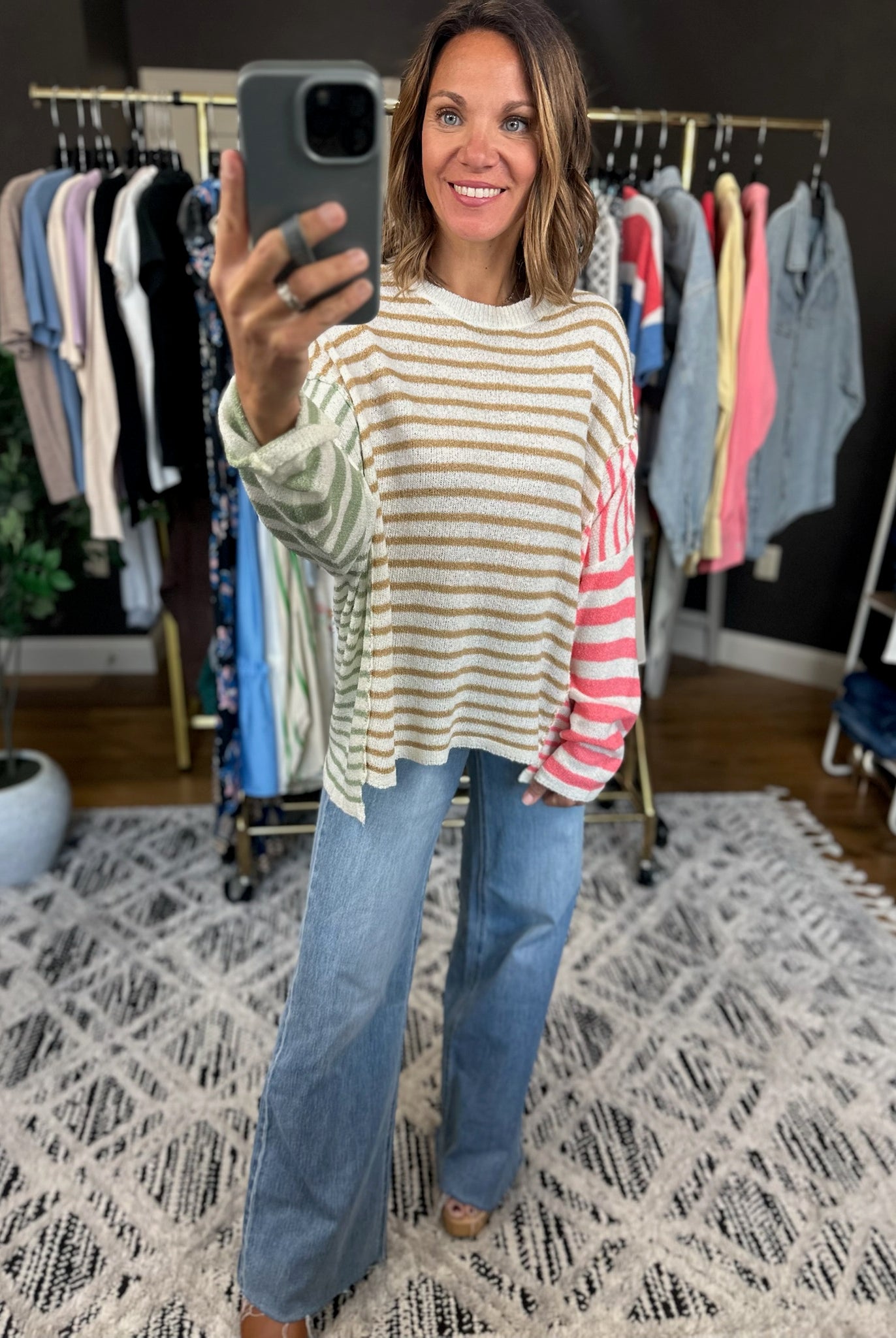 Always There Striped Long Sleeve Top-Long Sleeves-Wishlist-Anna Kaytes Boutique, Women's Fashion Boutique in Grinnell, Iowa