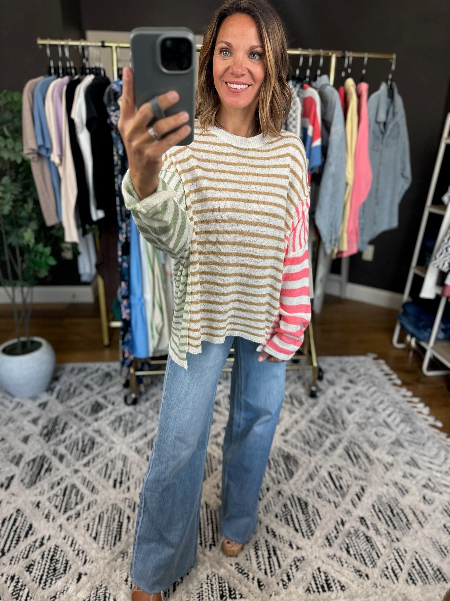 Always There Striped Long Sleeve Top-Long Sleeves-Wishlist-Anna Kaytes Boutique, Women's Fashion Boutique in Grinnell, Iowa