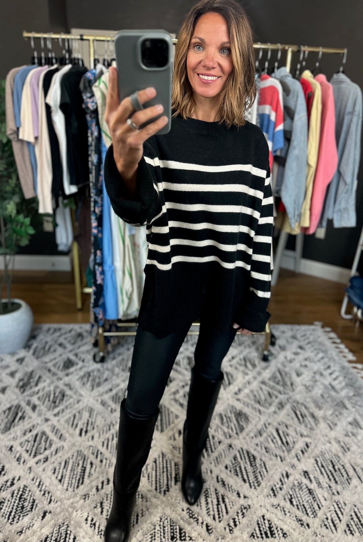 Part Of The Plan Striped Knit-Sweaters-Bibi-Anna Kaytes Boutique, Women's Fashion Boutique in Grinnell, Iowa