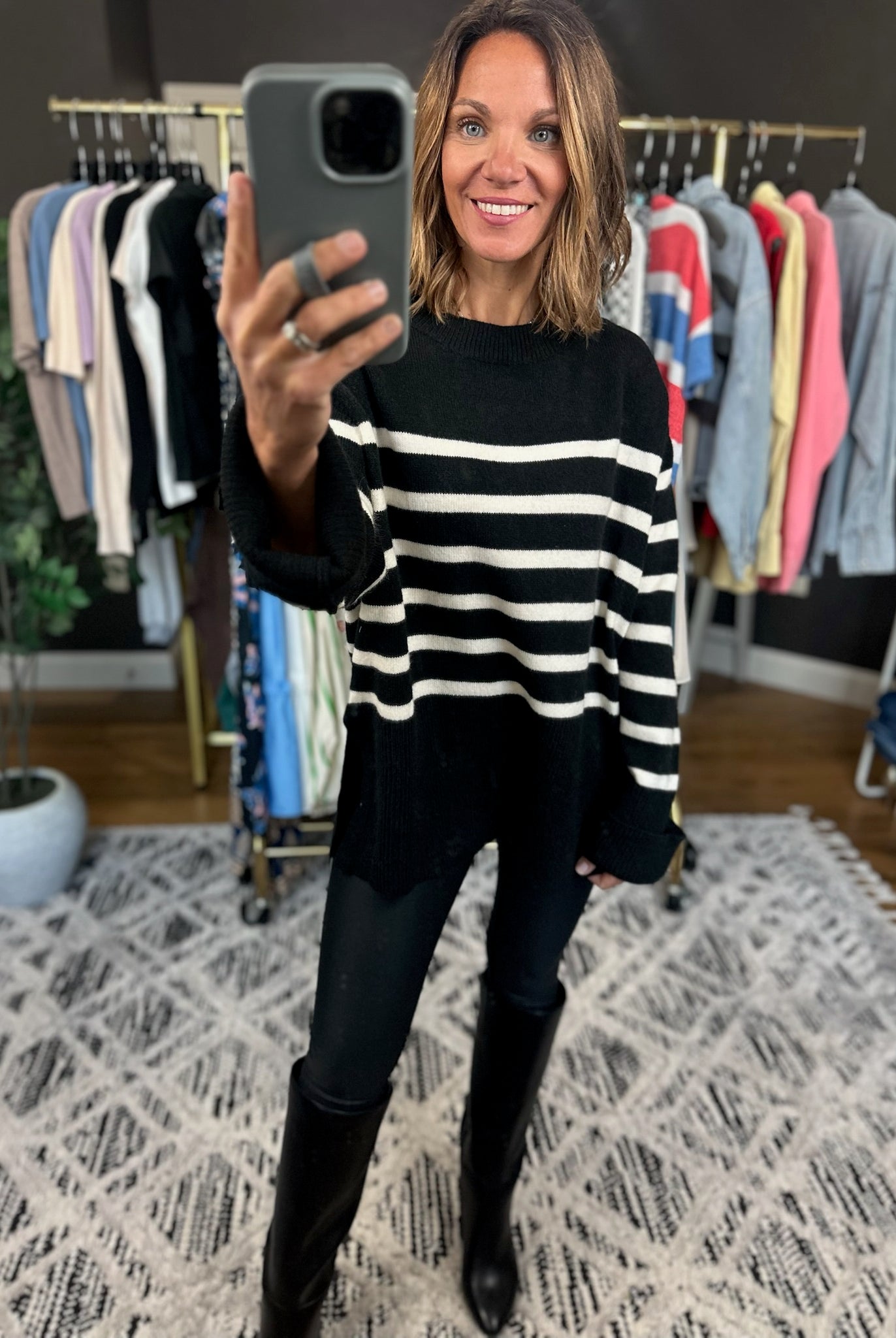 Part Of The Plan Striped Knit-Sweaters-Bibi-Anna Kaytes Boutique, Women's Fashion Boutique in Grinnell, Iowa