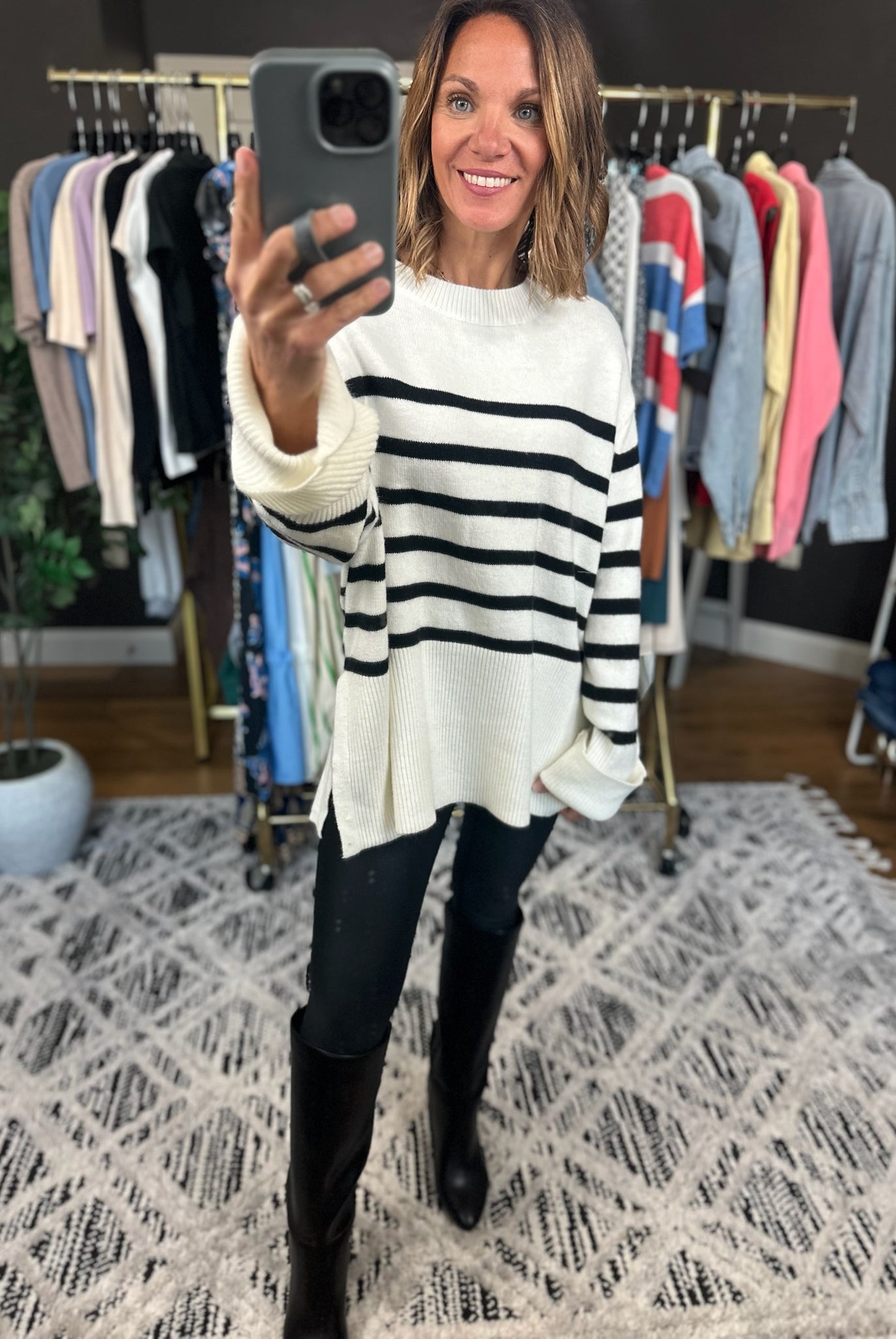 Part Of The Plan Striped Knit-Sweaters-Bibi-Anna Kaytes Boutique, Women's Fashion Boutique in Grinnell, Iowa