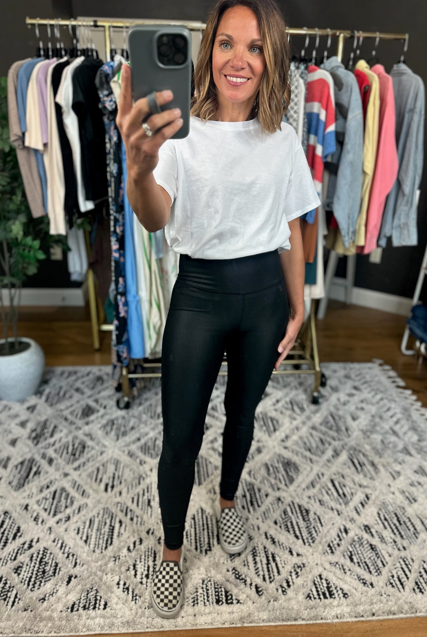 Foiled Plan High Waisted Pebble Faux Leather Leggings-Leggings-Mono B-Anna Kaytes Boutique, Women's Fashion Boutique in Grinnell, Iowa