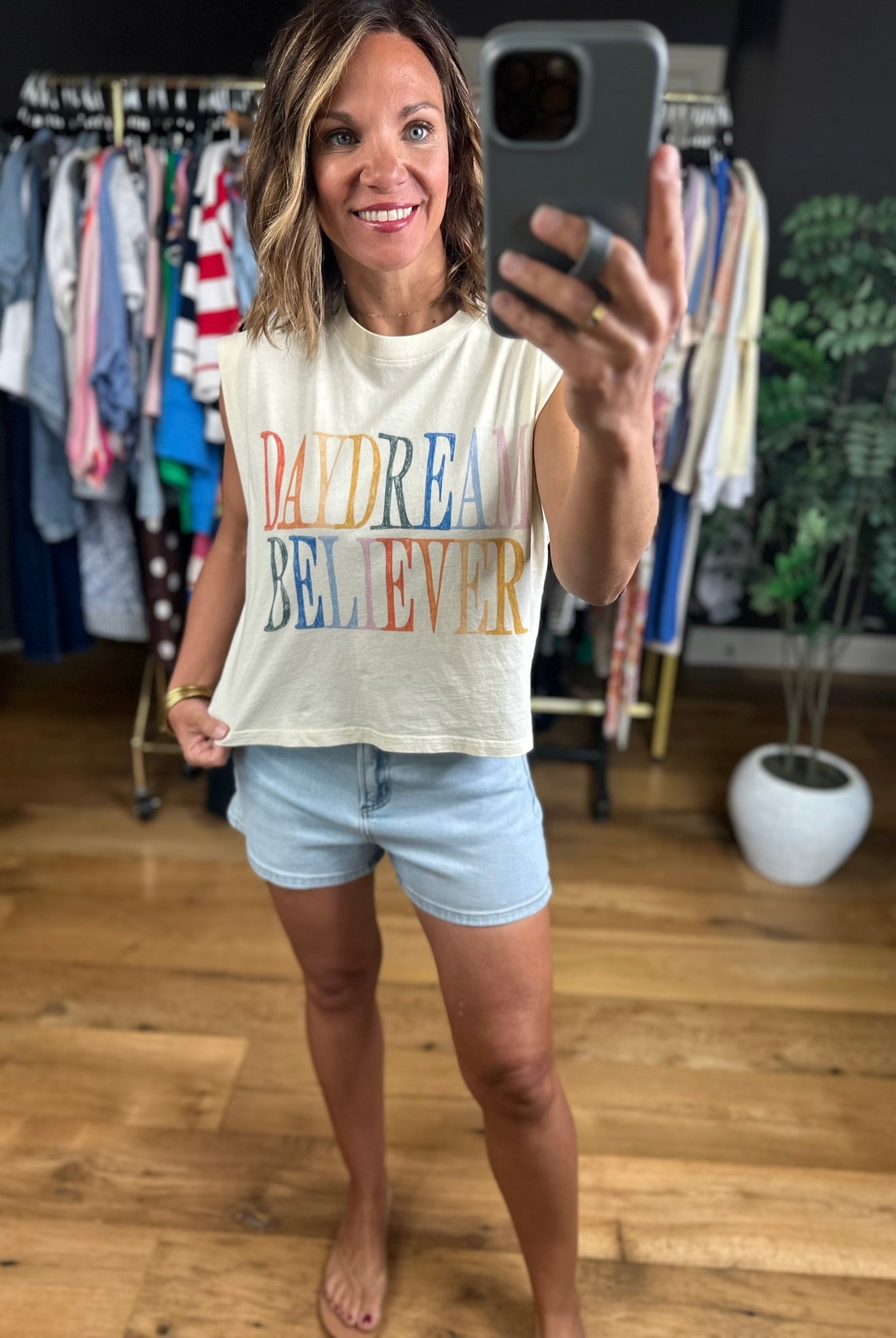 Daydream Believer Muscle Tank-Short Sleeves-poppy & pine-Anna Kaytes Boutique, Women's Fashion Boutique in Grinnell, Iowa