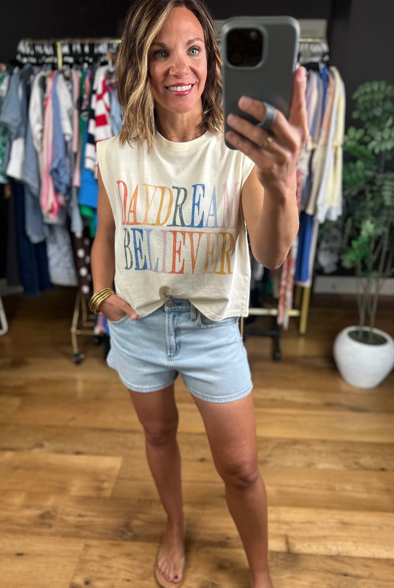 Daydream Believer Muscle Tank-Short Sleeves-poppy & pine-Anna Kaytes Boutique, Women's Fashion Boutique in Grinnell, Iowa