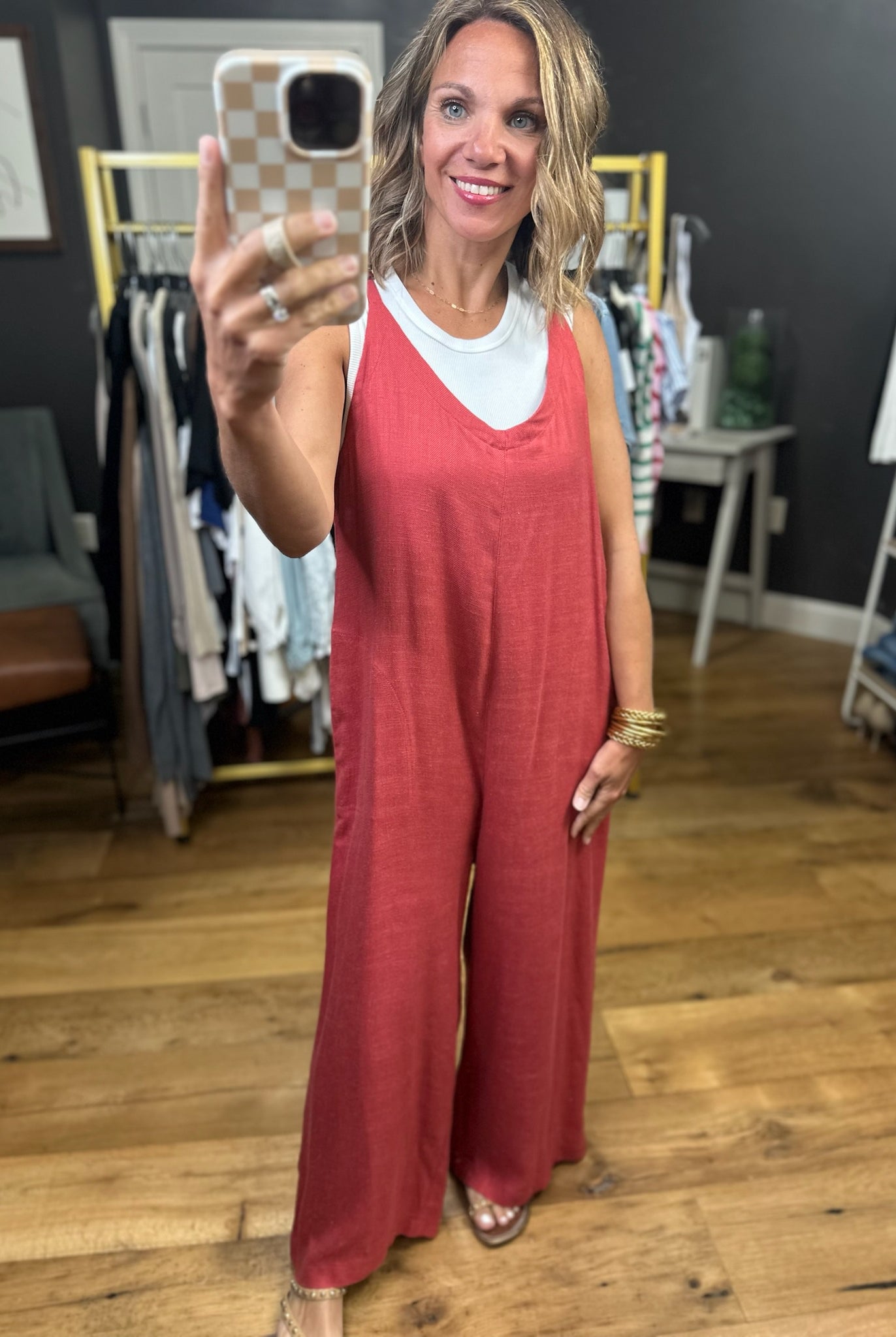 In The Range Wide-Leg Pocket Jumpsuit - Crimson-Easel-Anna Kaytes Boutique, Women's Fashion Boutique in Grinnell, Iowa