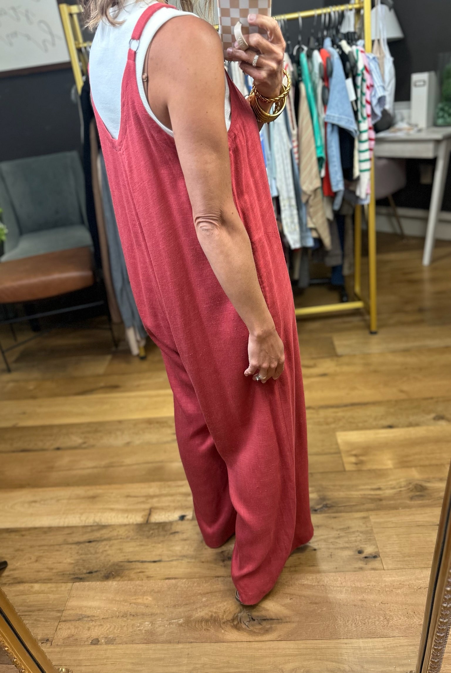 In The Range Wide-Leg Pocket Jumpsuit - Crimson-Easel-Anna Kaytes Boutique, Women's Fashion Boutique in Grinnell, Iowa
