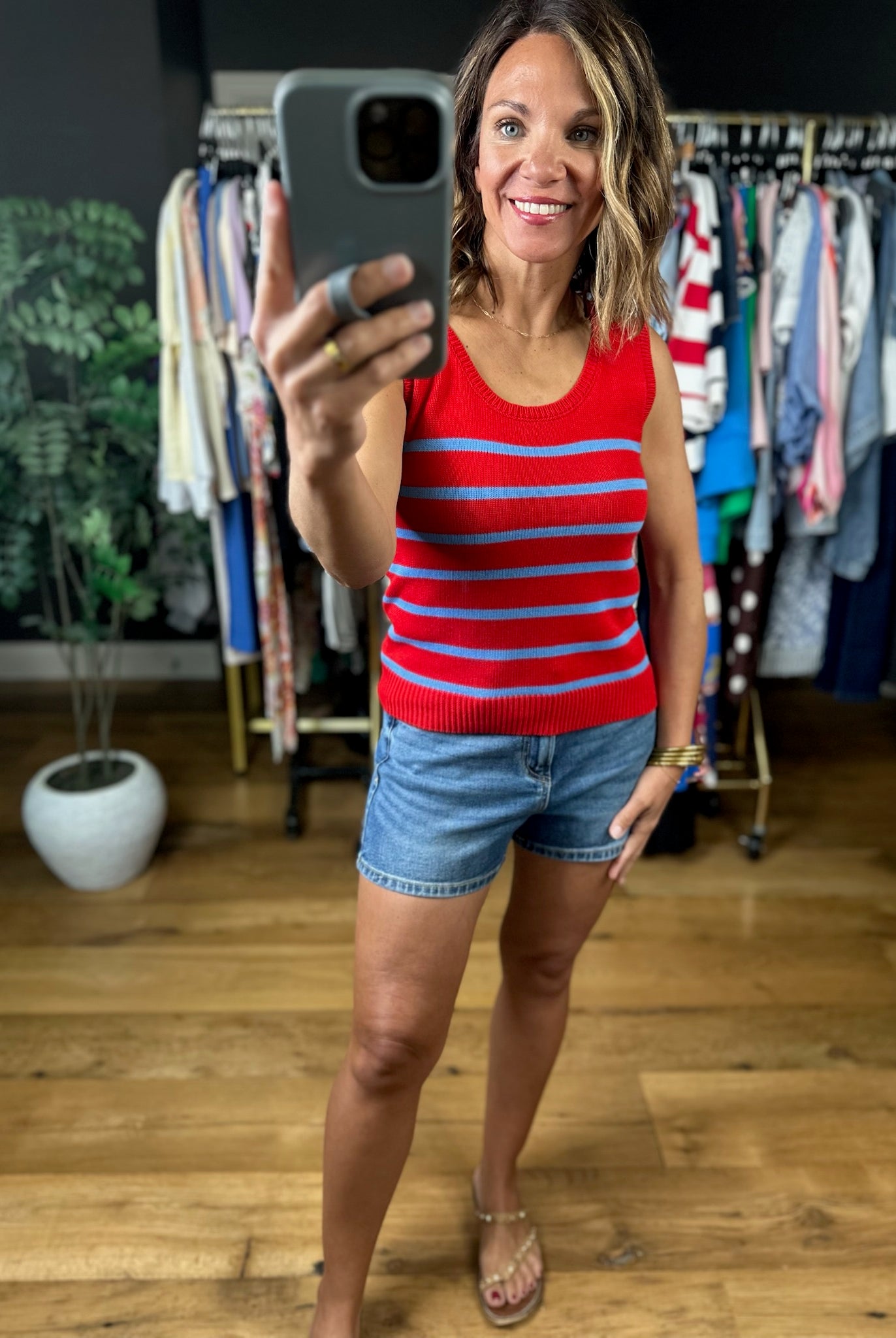Sweet Liberty Striped Knit Tank-Sleeveless-Entro-Anna Kaytes Boutique, Women's Fashion Boutique in Grinnell, Iowa