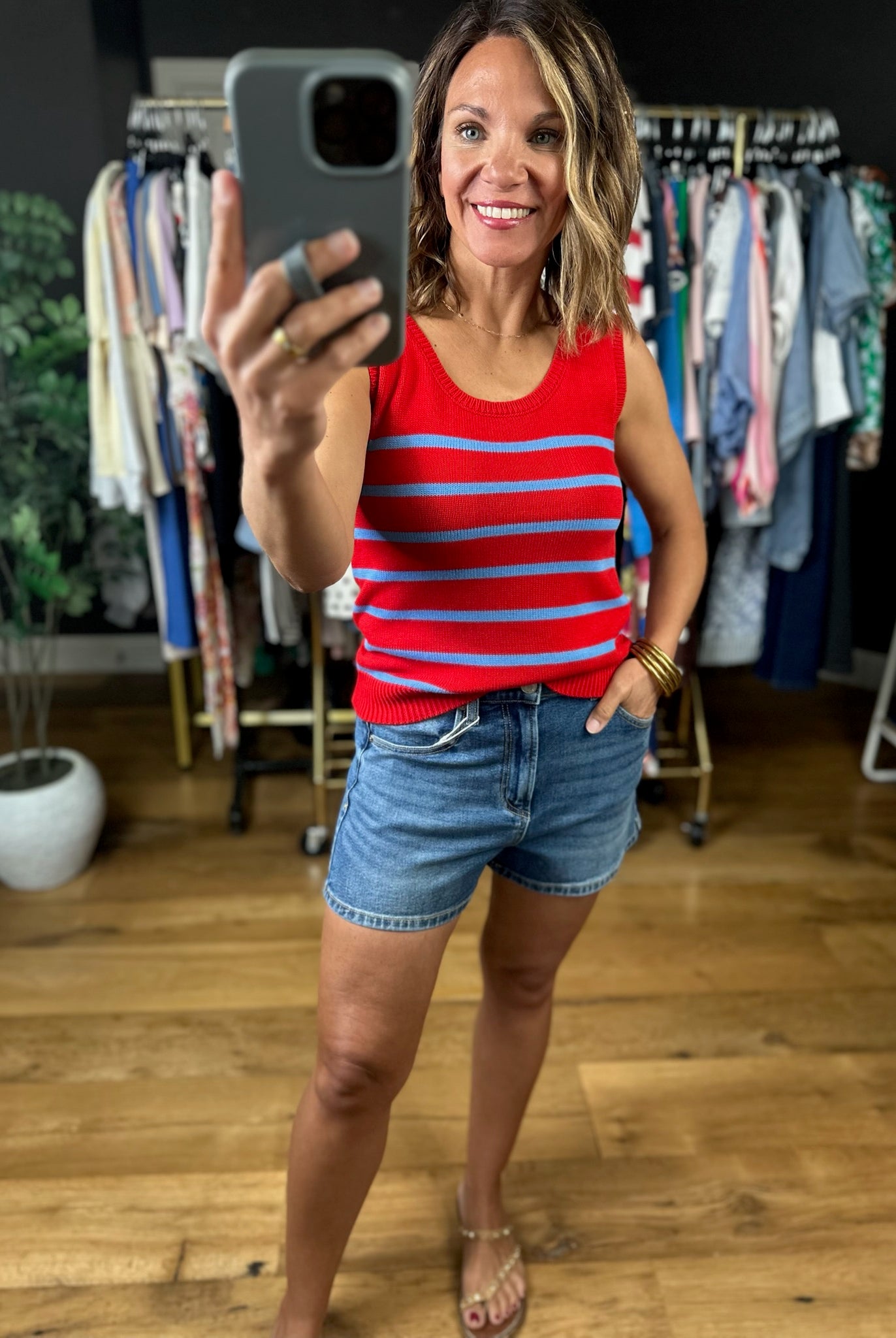Sweet Liberty Striped Knit Tank-Sleeveless-Entro-Anna Kaytes Boutique, Women's Fashion Boutique in Grinnell, Iowa