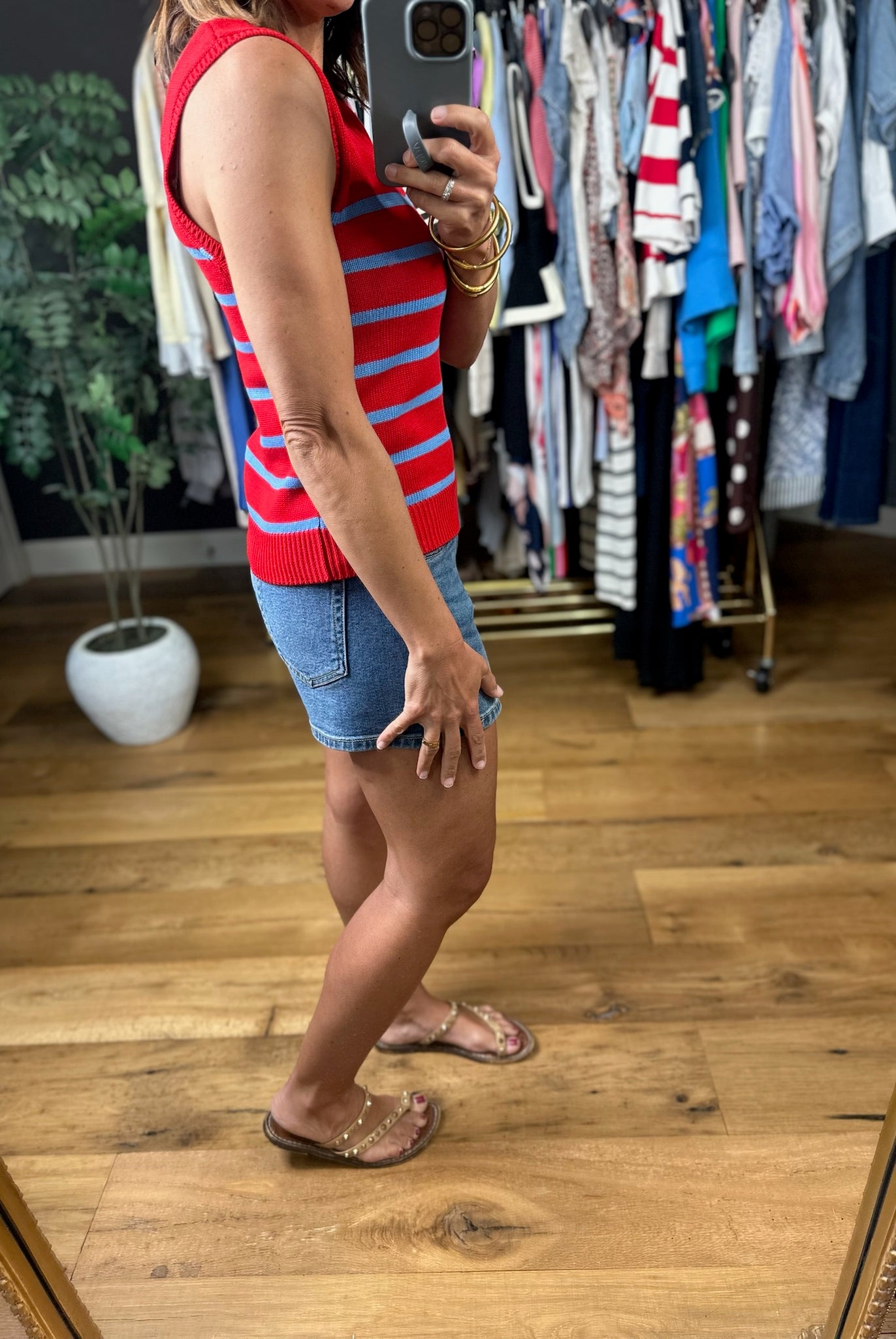 Sweet Liberty Striped Knit Tank-Sleeveless-Entro-Anna Kaytes Boutique, Women's Fashion Boutique in Grinnell, Iowa
