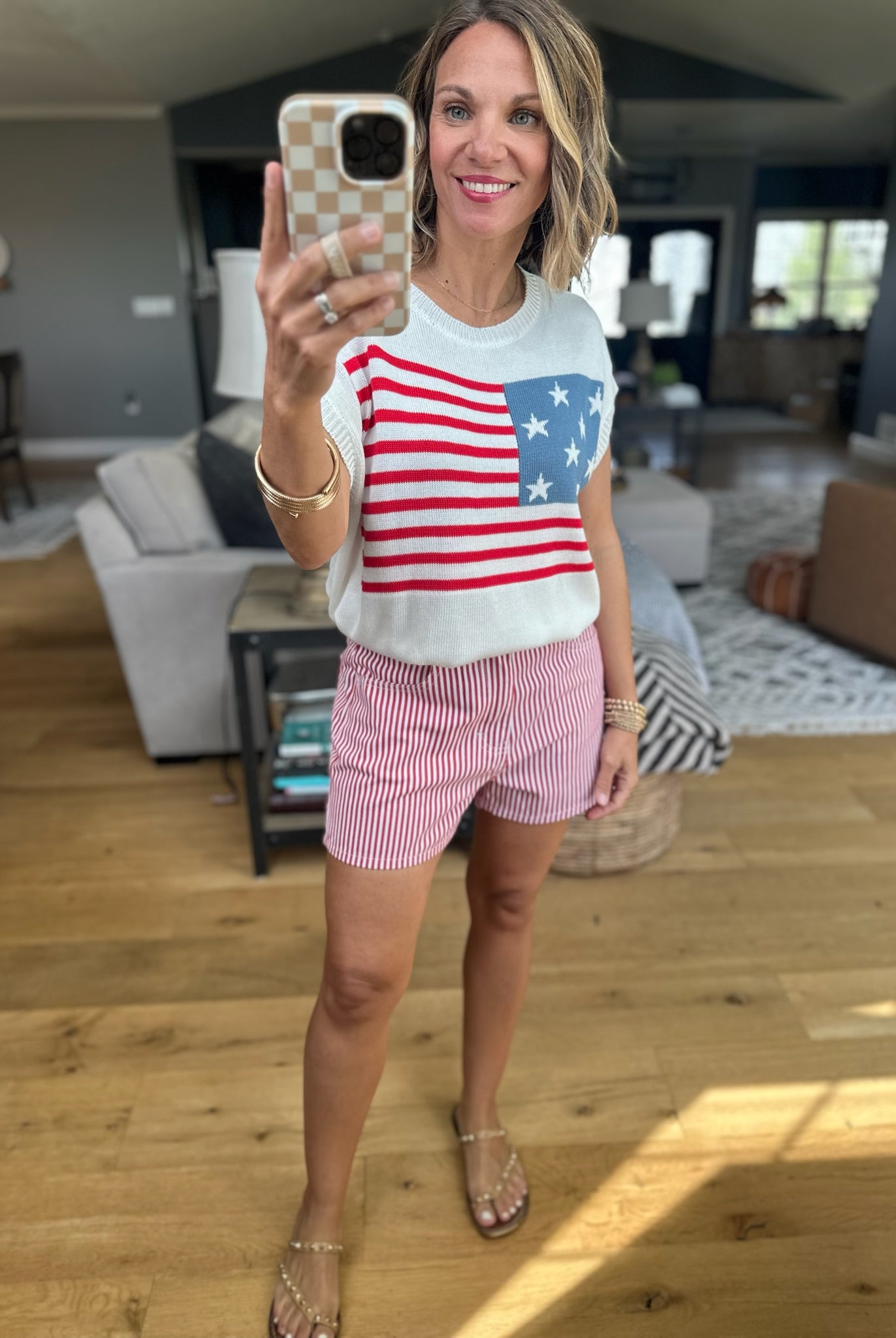 Born In The USA Flag Knit Top - White-Staccato-Anna Kaytes Boutique, Women's Fashion Boutique in Grinnell, Iowa