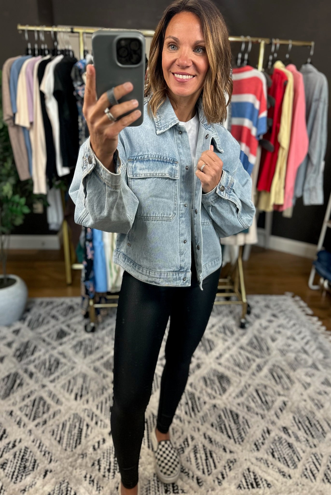 Out Of Here Cropped Denim Button-Down-Jackets-Wishlist-Anna Kaytes Boutique, Women's Fashion Boutique in Grinnell, Iowa