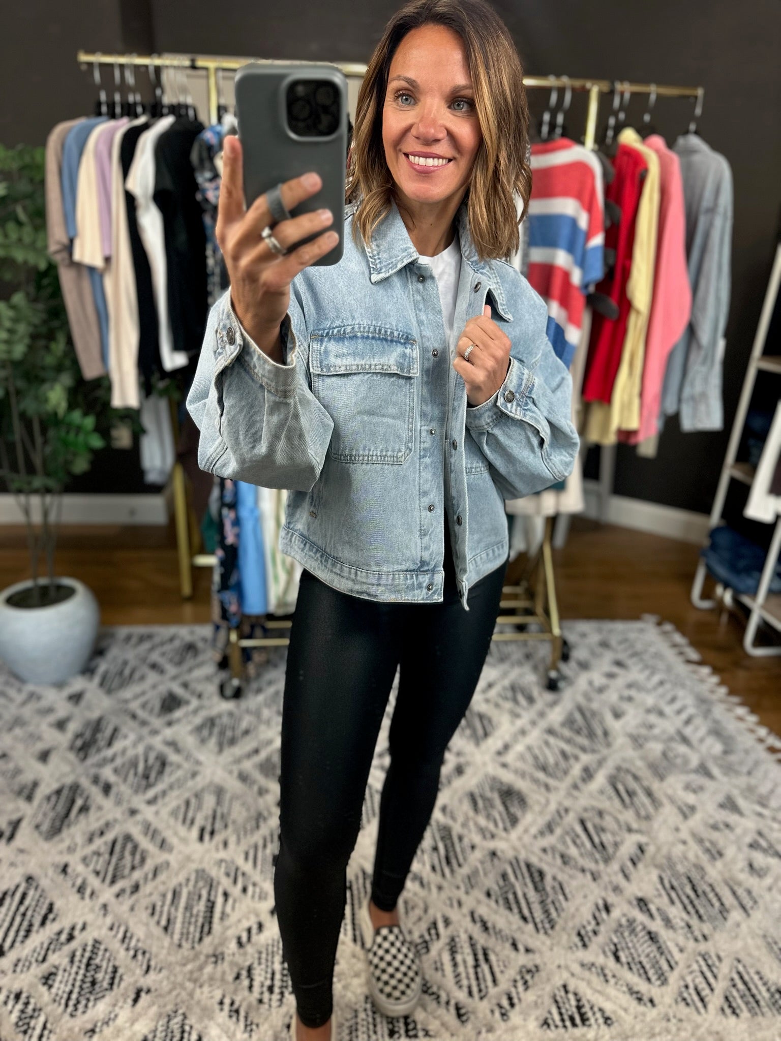 Out Of Here Denim Button Down Jacket-Jackets-Wishlist-Anna Kaytes Boutique, Women's Fashion Boutique in Grinnell, Iowa