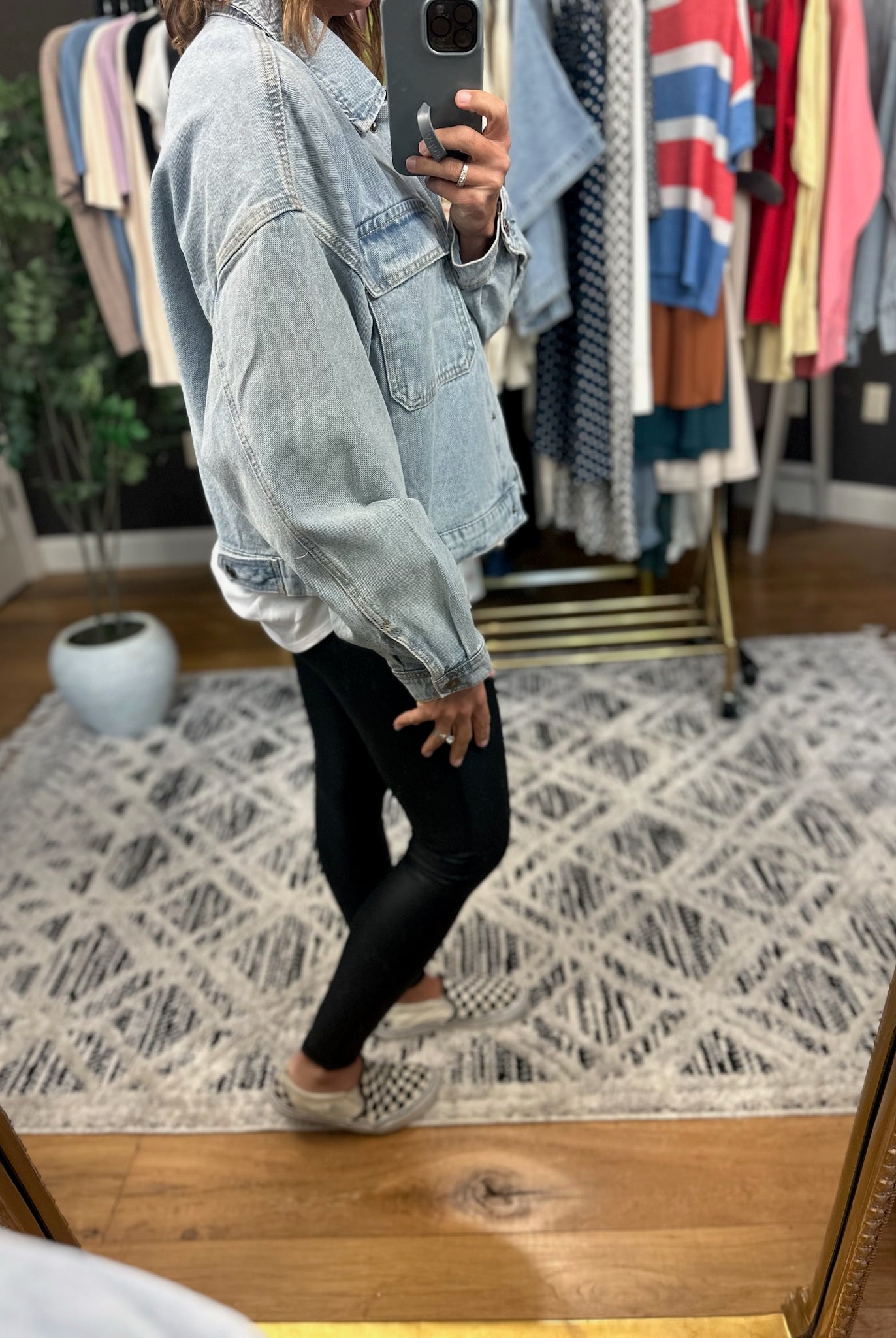 Out Of Here Cropped Denim Button-Down-Jackets-Wishlist-Anna Kaytes Boutique, Women's Fashion Boutique in Grinnell, Iowa