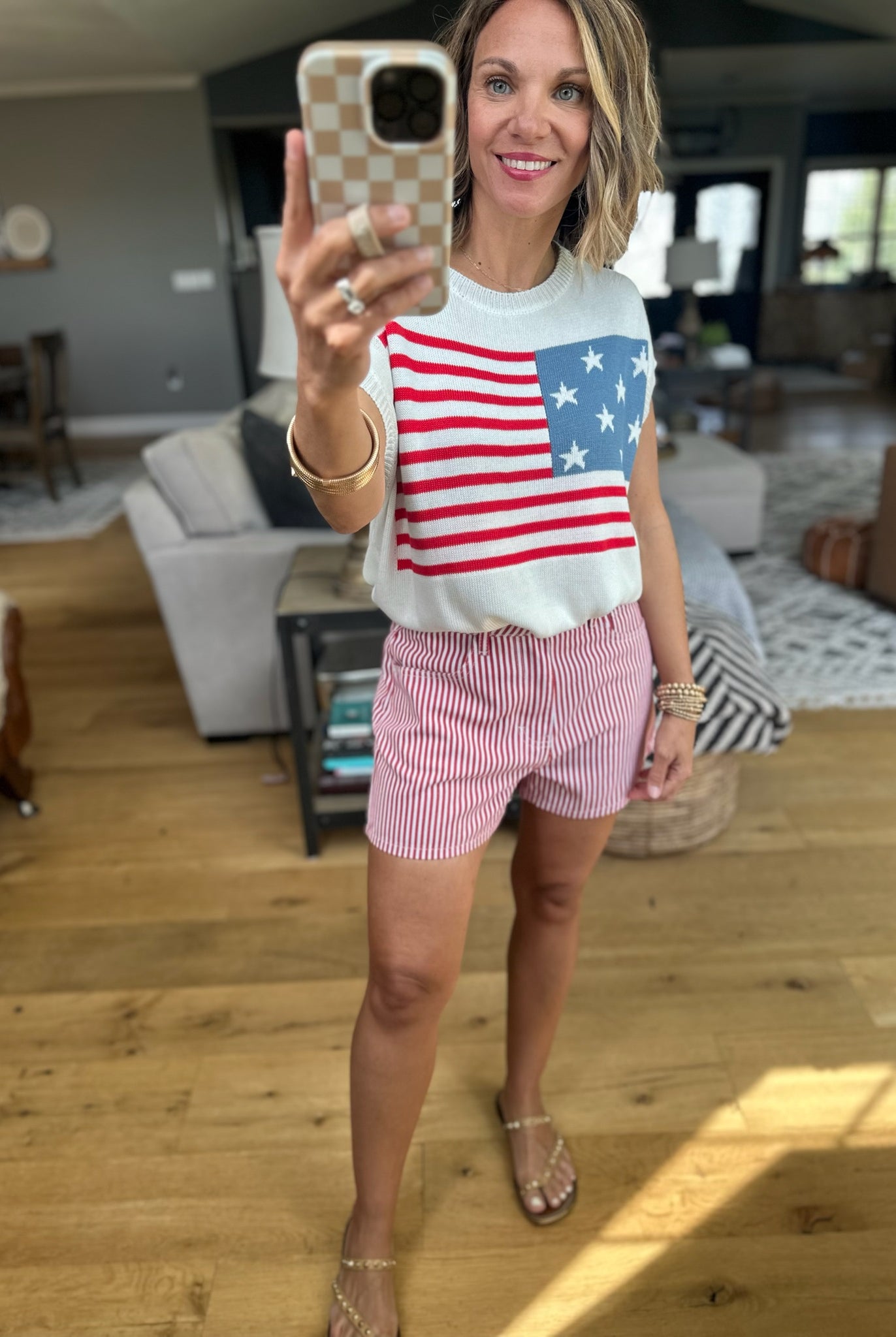 Born In The USA Flag Knit Top - White-Staccato-Anna Kaytes Boutique, Women's Fashion Boutique in Grinnell, Iowa