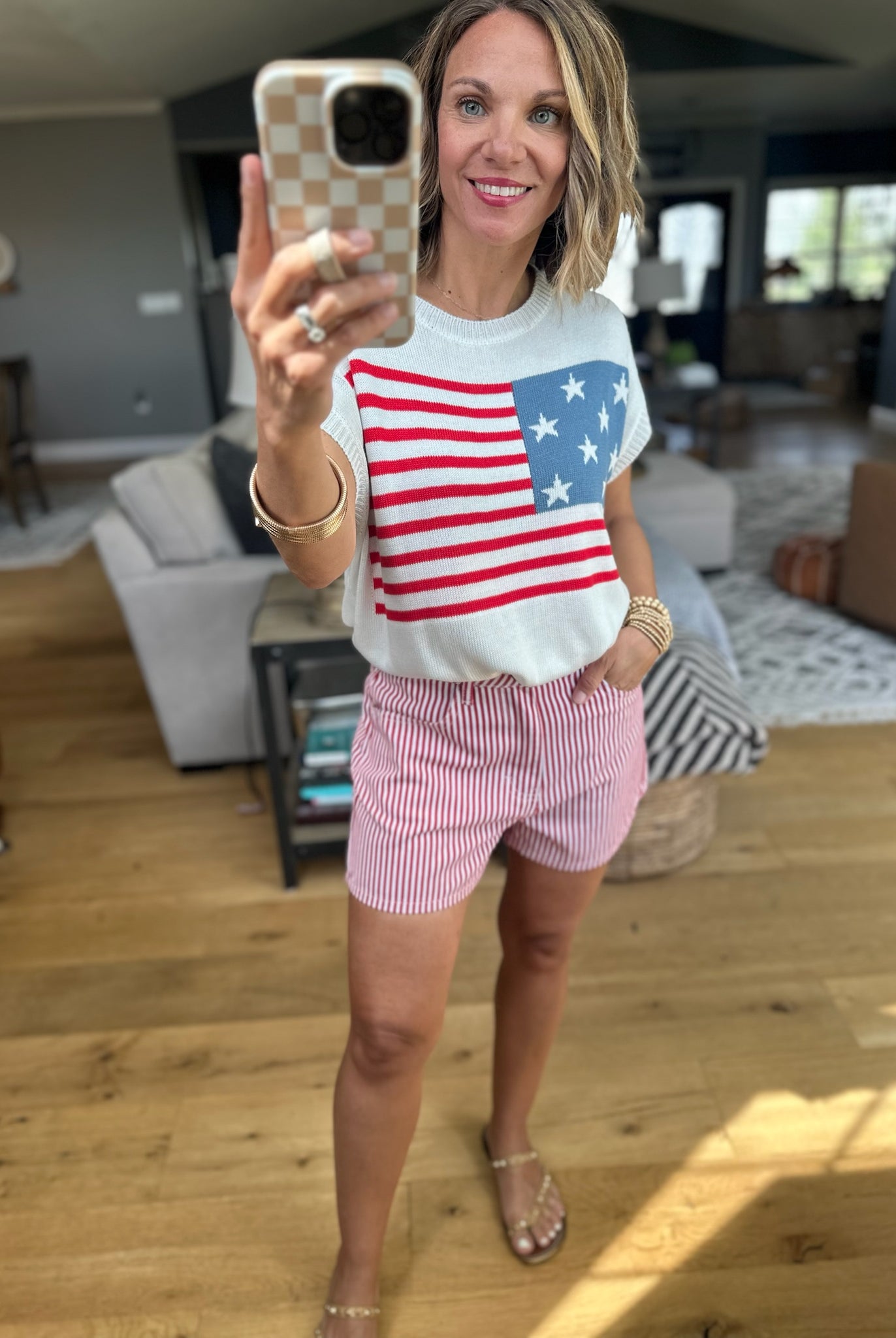 Born In The USA Flag Knit Top - White-Staccato-Anna Kaytes Boutique, Women's Fashion Boutique in Grinnell, Iowa