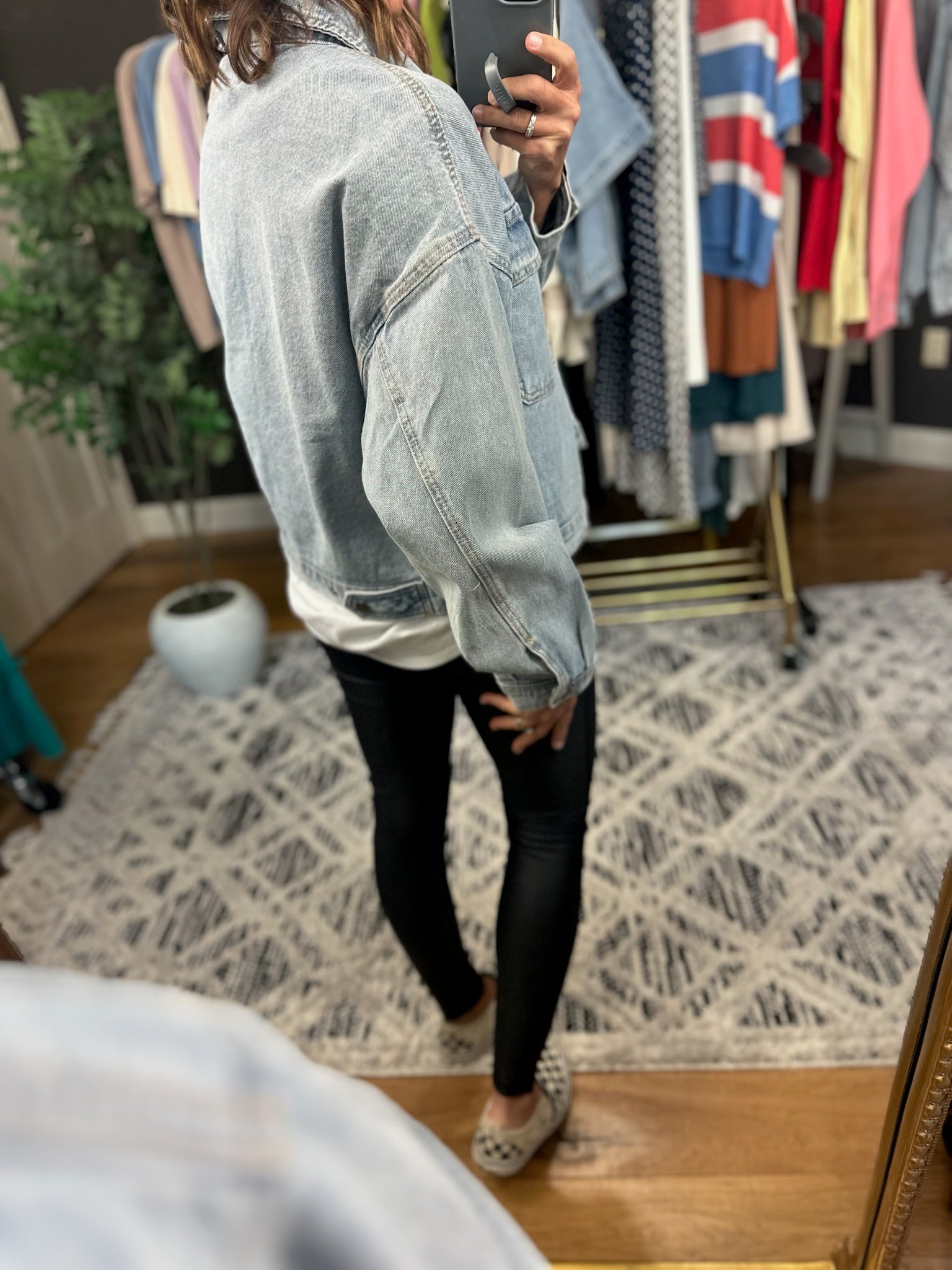 Out Of Here Denim Button Down Jacket-Jackets-Wishlist-Anna Kaytes Boutique, Women's Fashion Boutique in Grinnell, Iowa