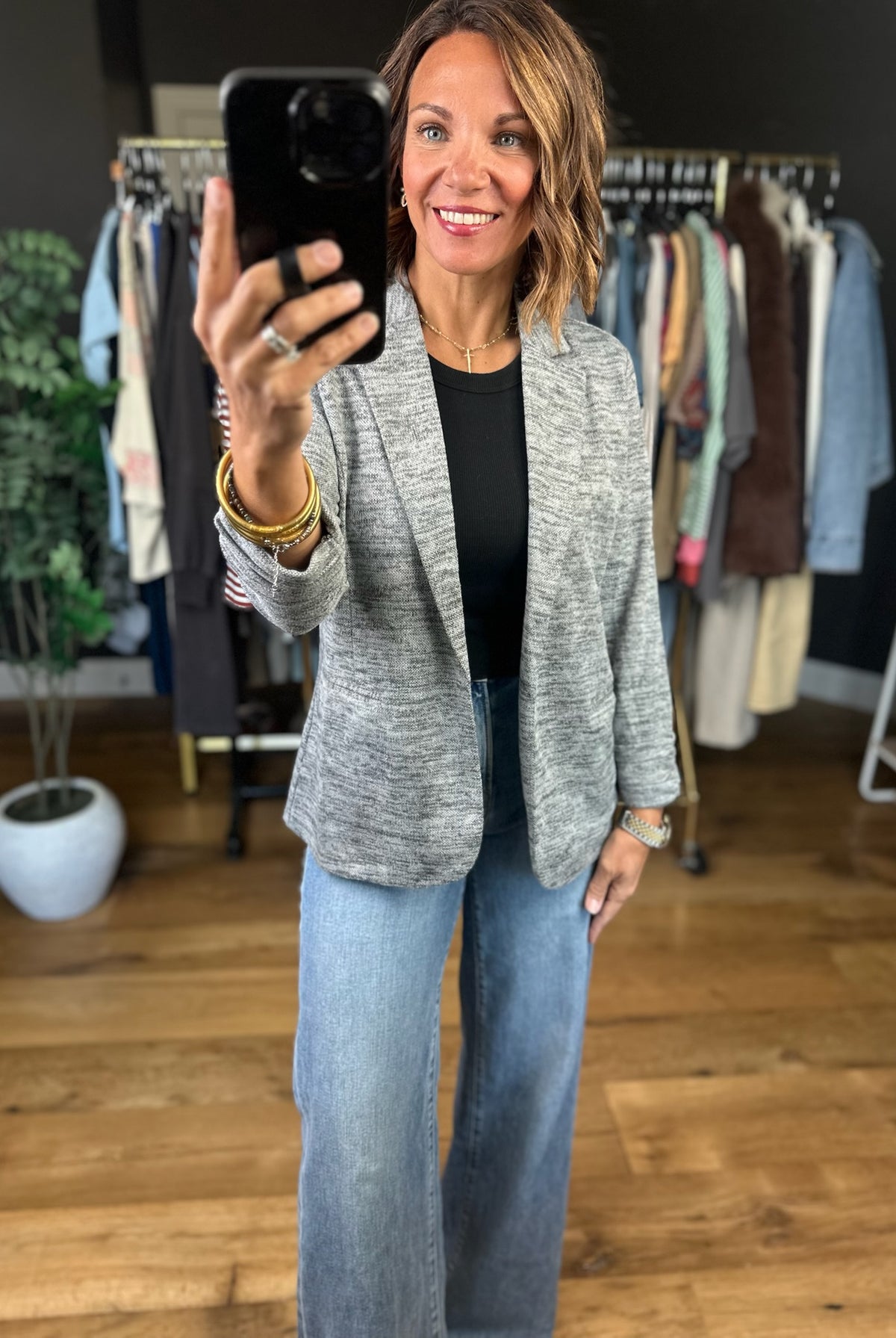 Back In Business Heathered Blazer-Jackets-Doe & Rae-Anna Kaytes Boutique, Women's Fashion Boutique in Grinnell, Iowa