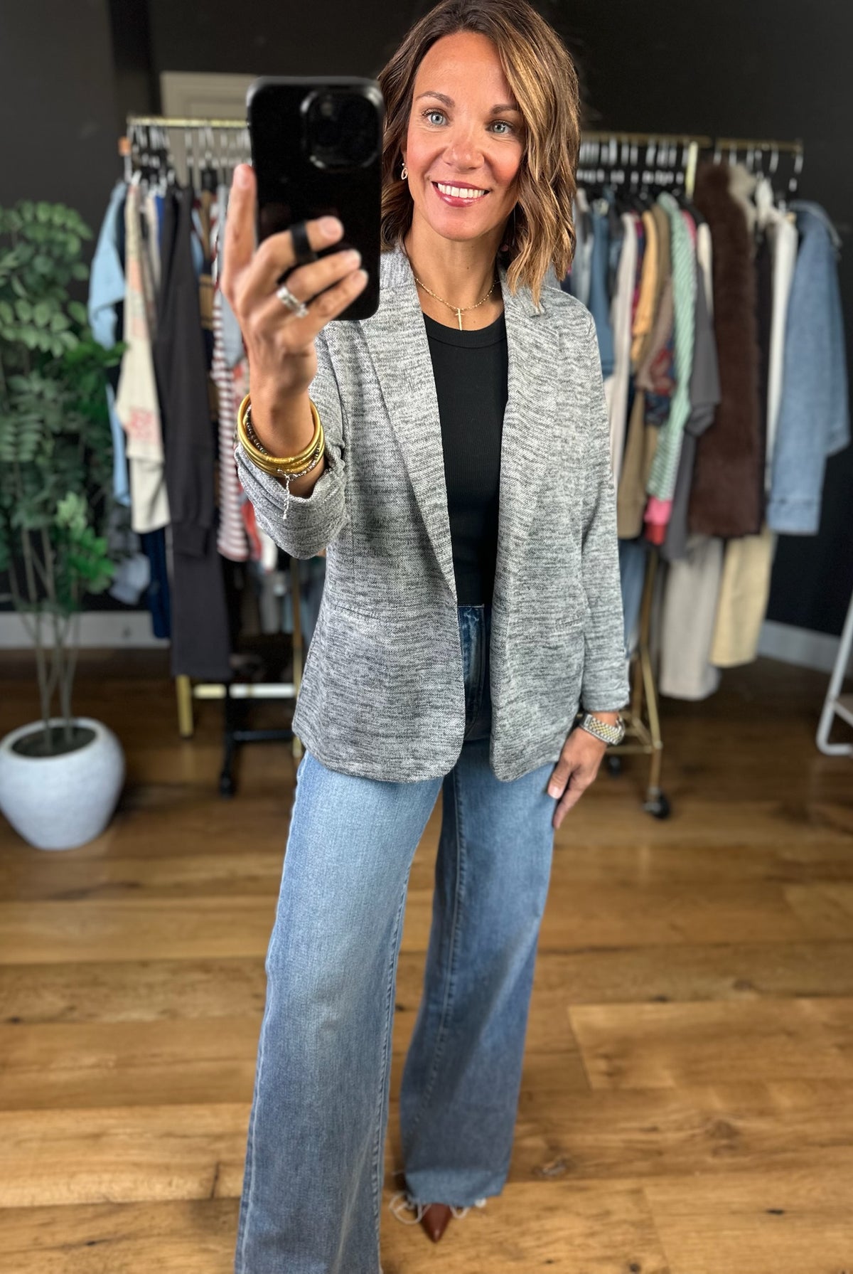 Back In Business Heathered Blazer-Jackets-Doe & Rae-Anna Kaytes Boutique, Women's Fashion Boutique in Grinnell, Iowa