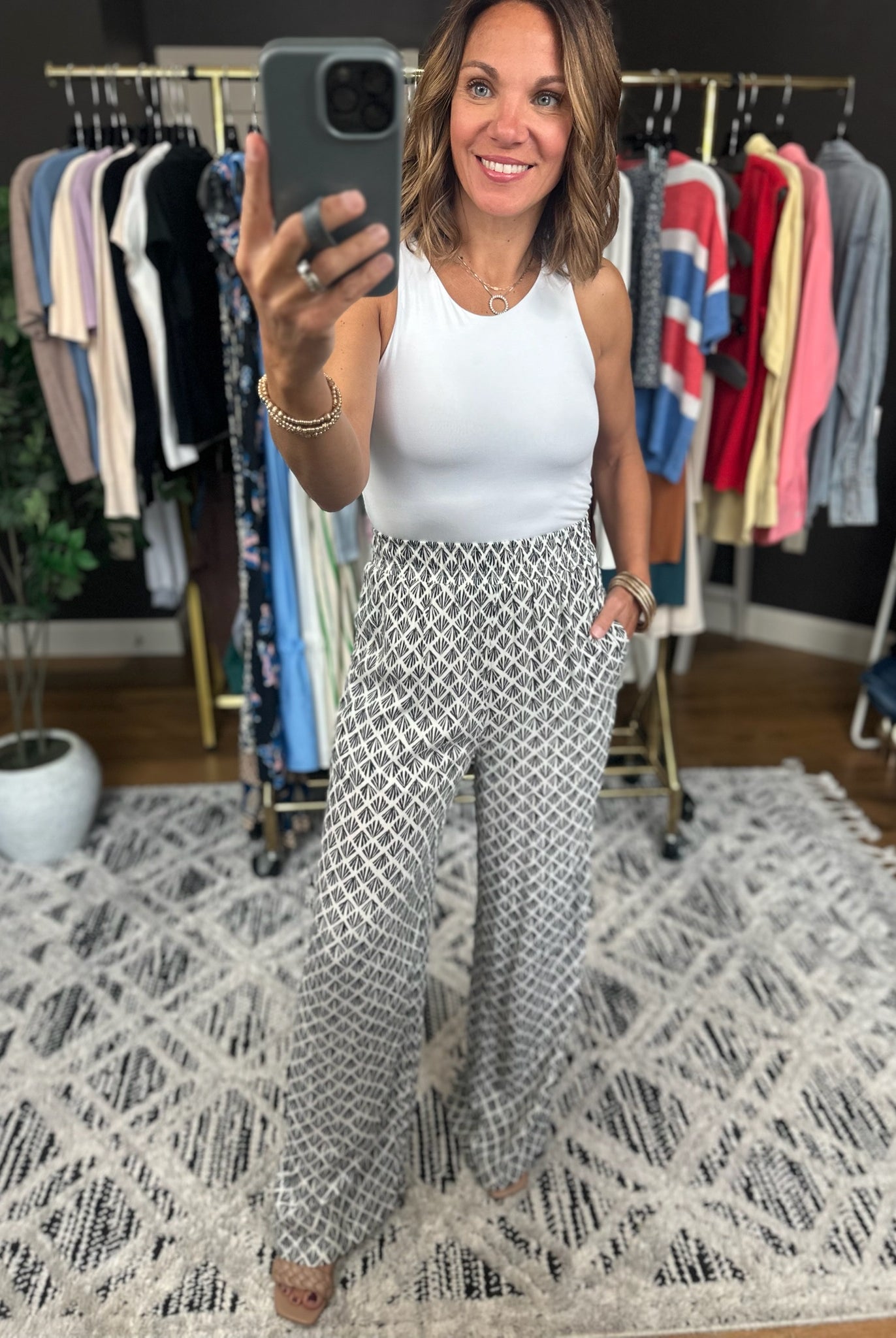 The Carrie Patterned Wide-Leg Pants-Pants-Be Cool-Anna Kaytes Boutique, Women's Fashion Boutique in Grinnell, Iowa